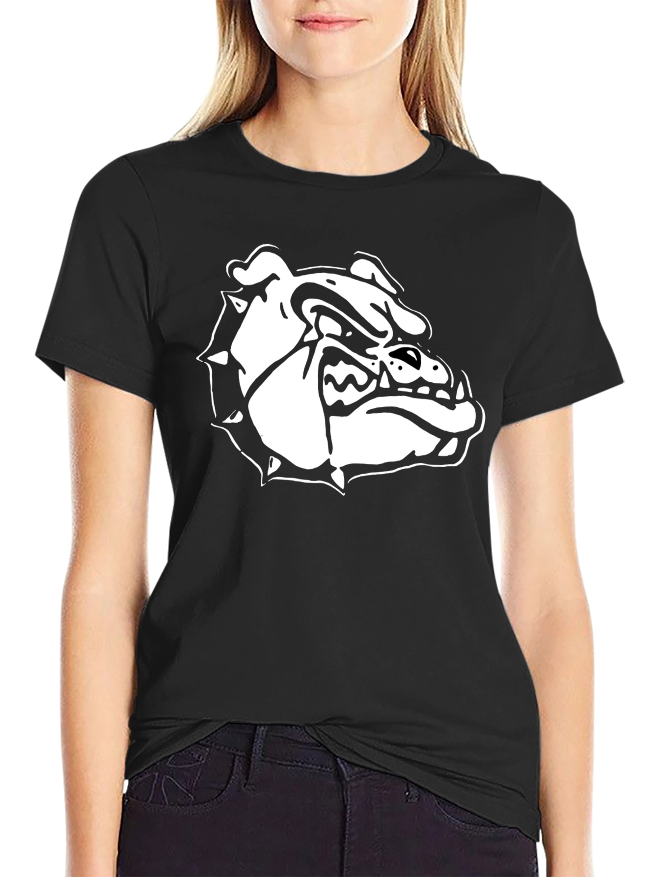 Black T-Shirt with Bulldog Graphic