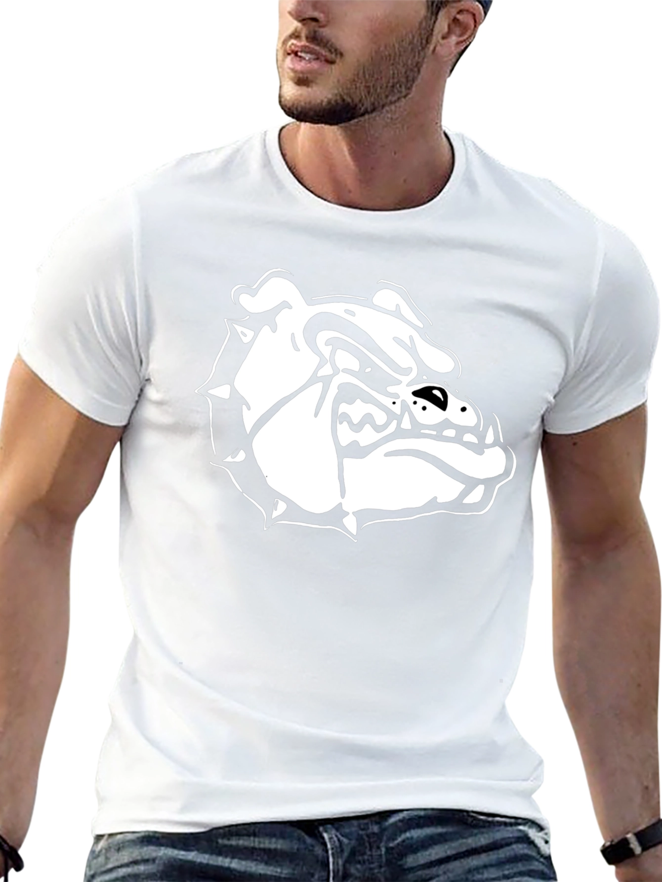 Black T-Shirt with Bulldog Graphic