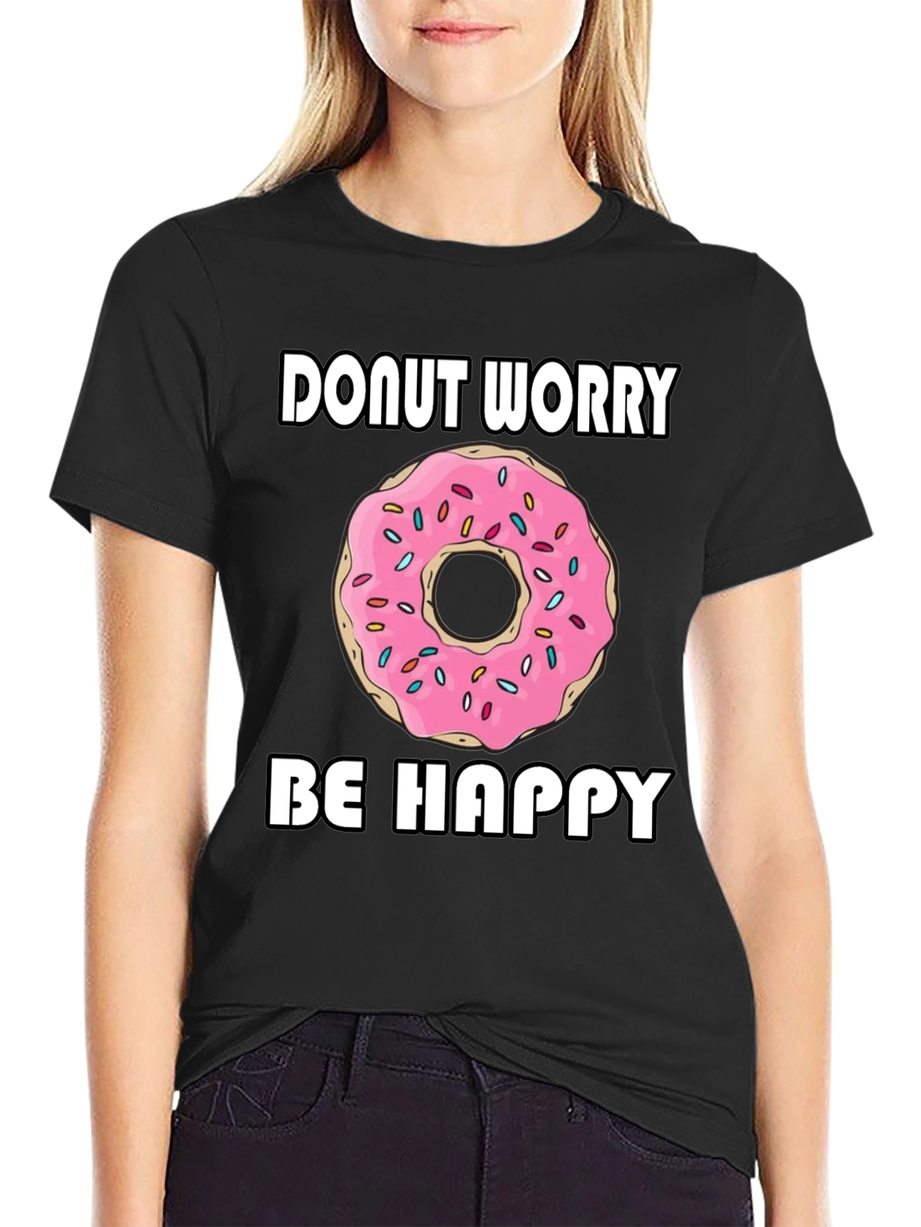 Donut Worry Be Happy Graphic T-Shirt