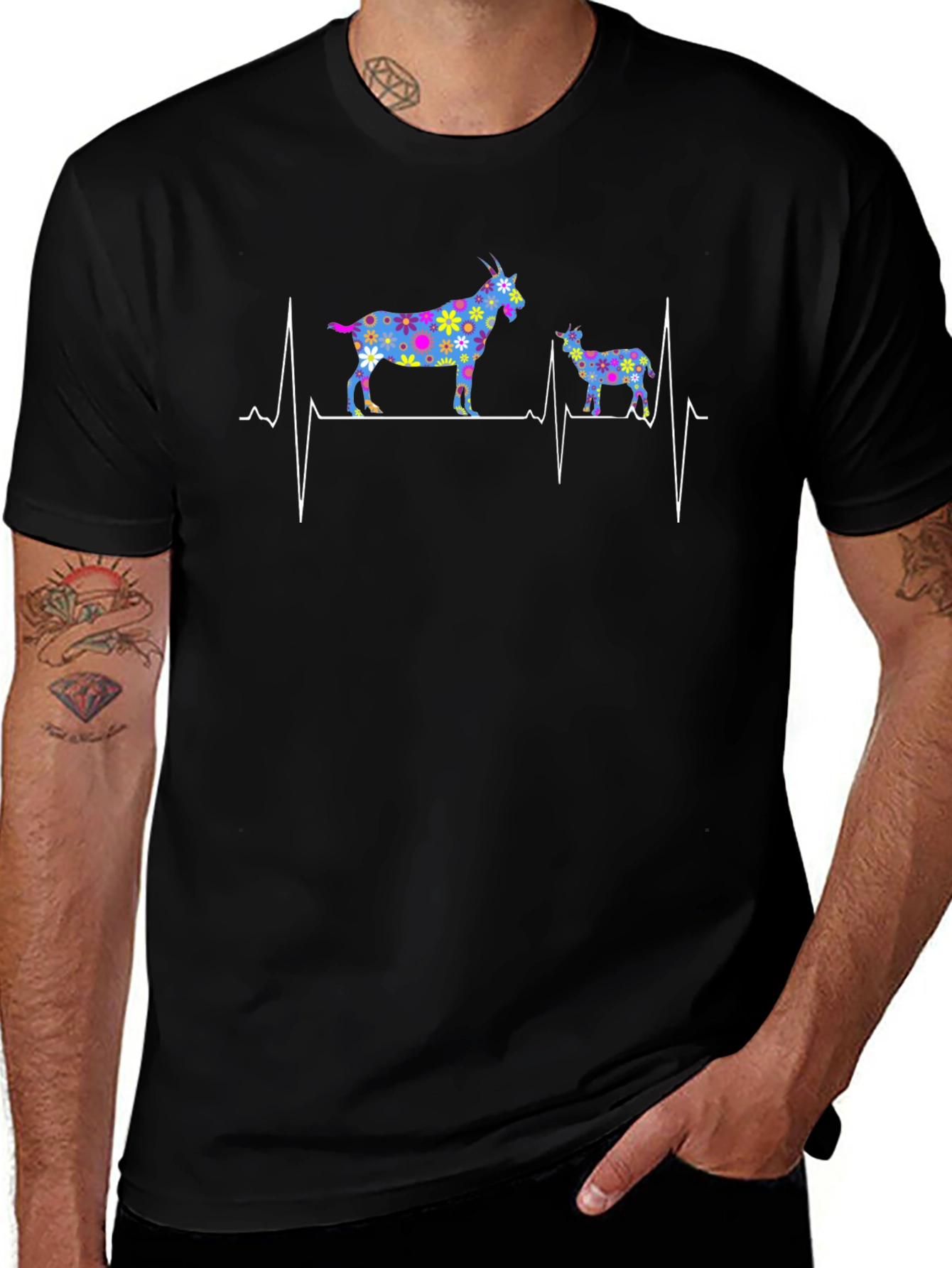 Goat Heartbeat T-Shirt - Novelty Animal Tee