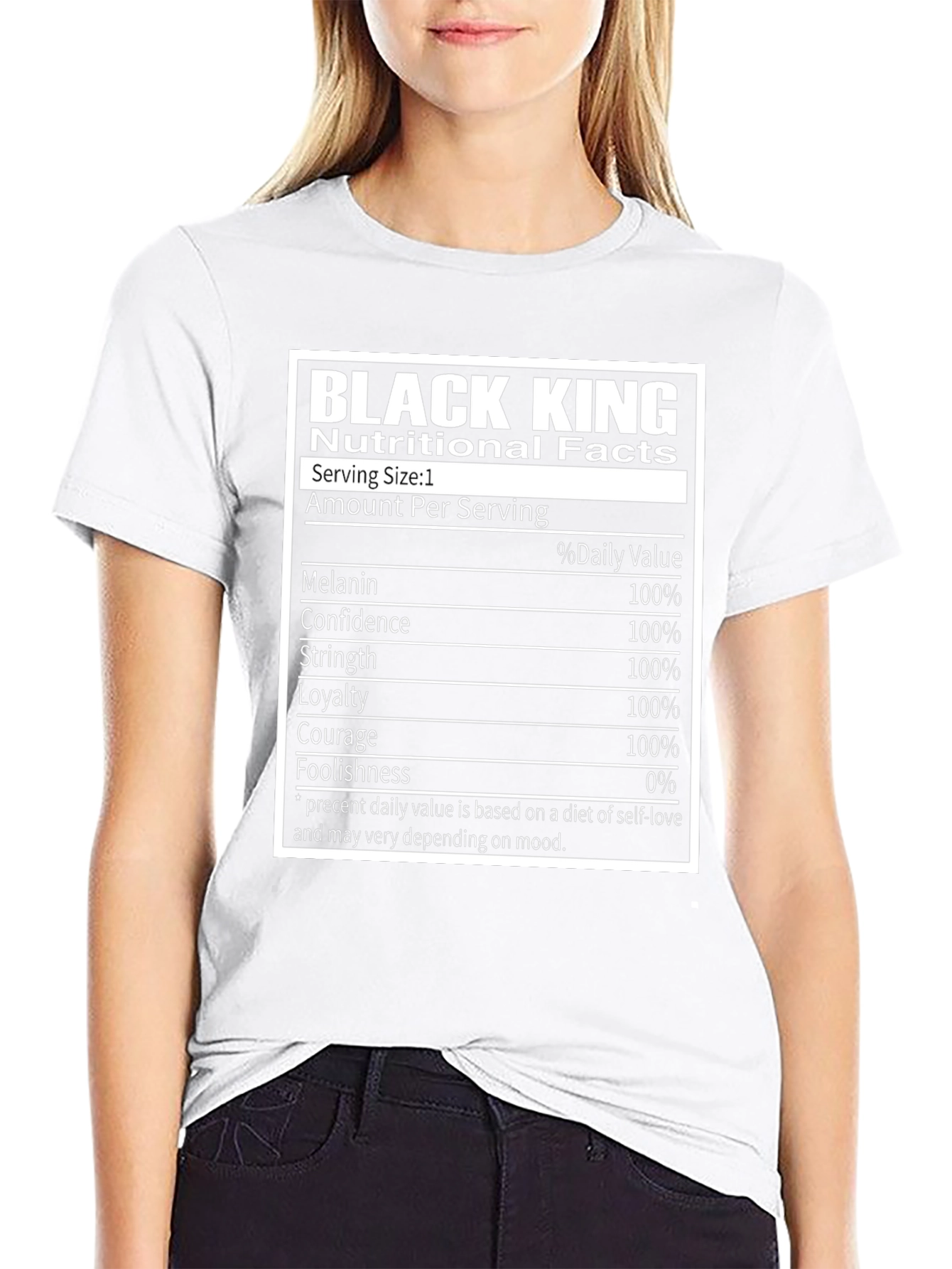 Black King Nutritional Facts Graphic T-Shirt