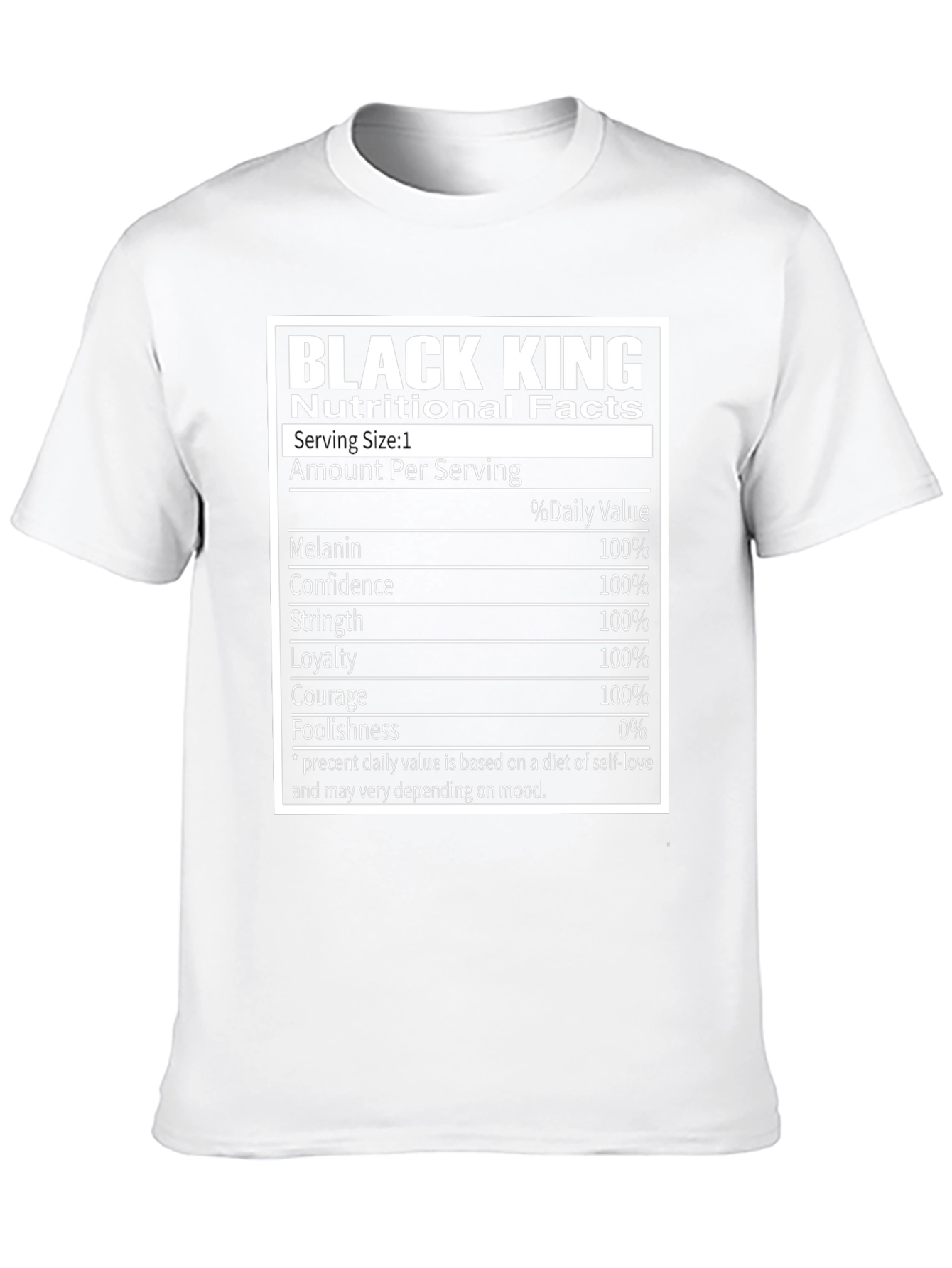 Black King Nutritional Facts Graphic T-Shirt