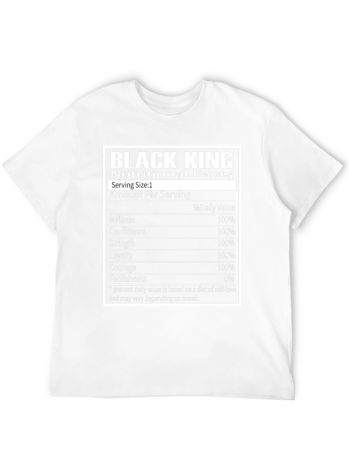 Black King Nutritional Facts Graphic T-Shirt