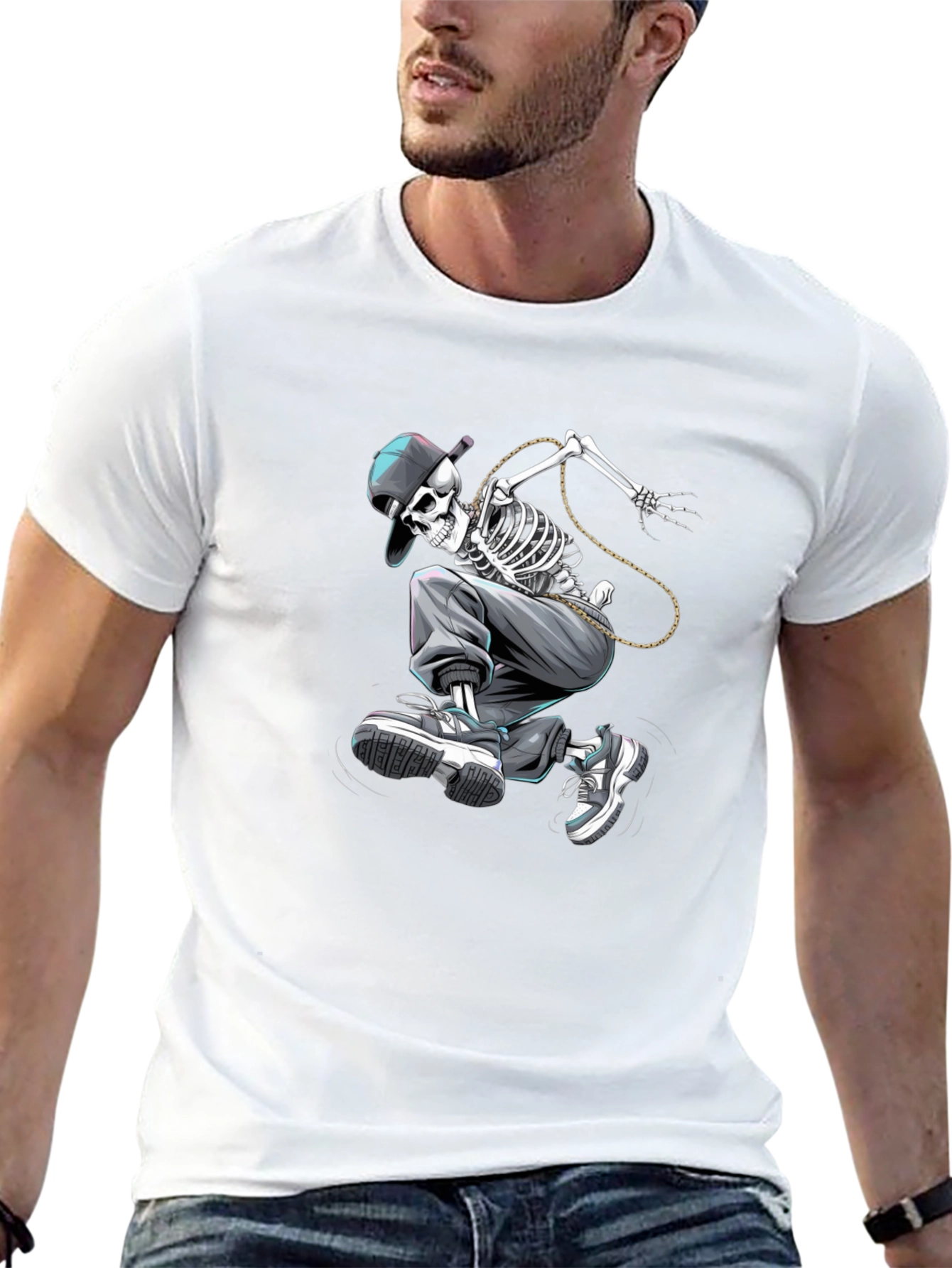Skateboarding Skeleton Graphic Tee
