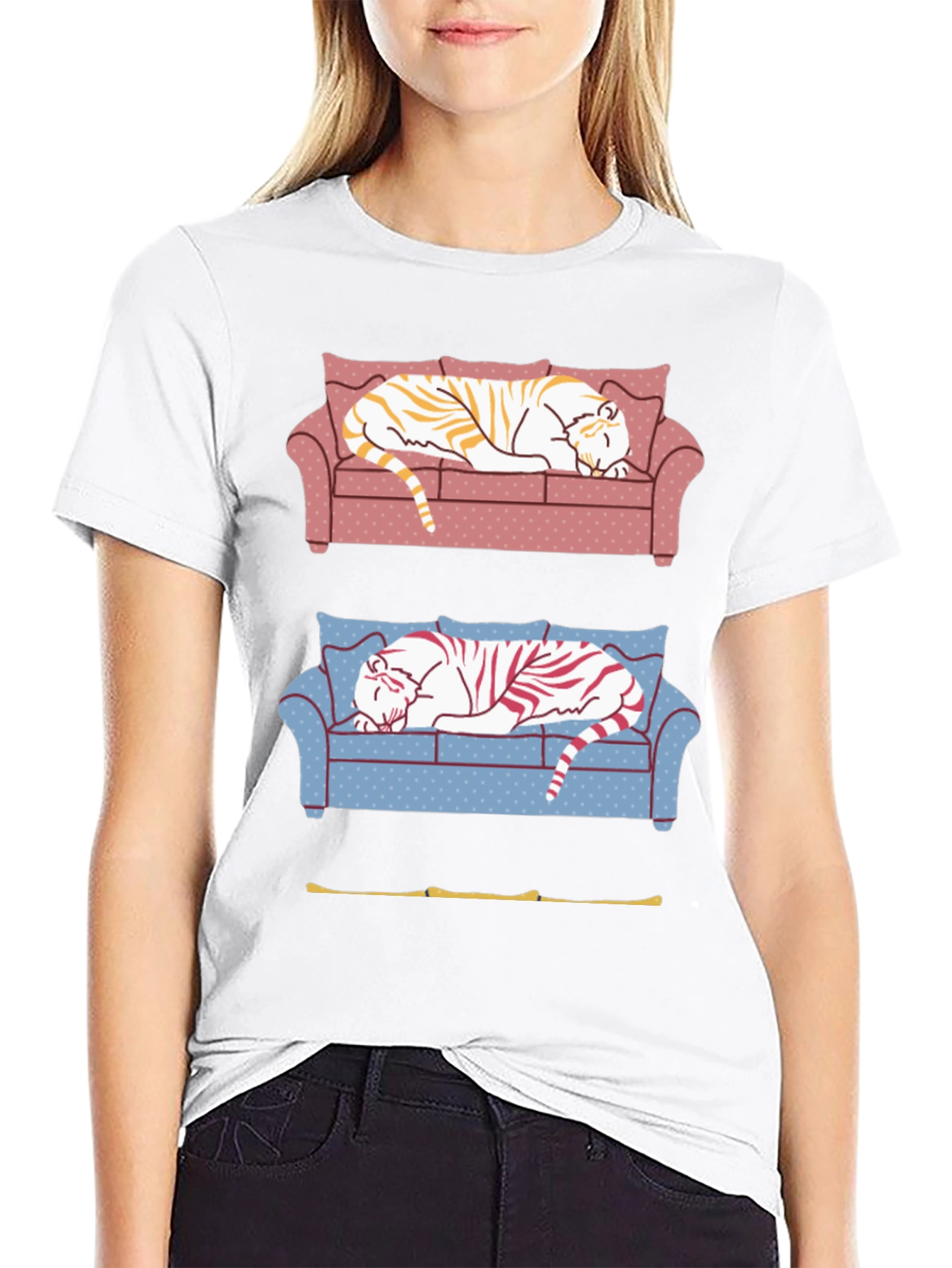 Tiger on Couch Graphic T-Shirt