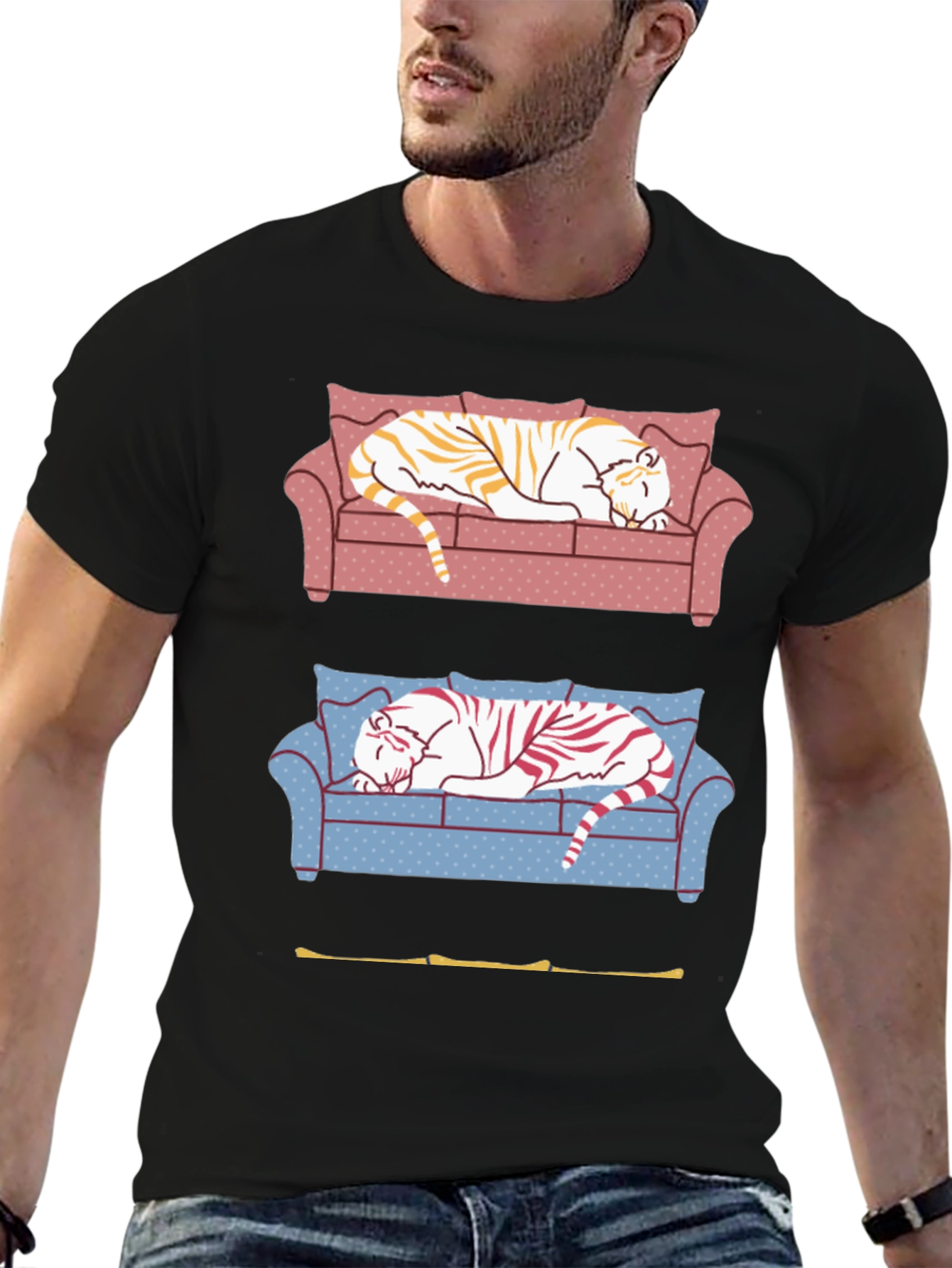 Tiger on Couch Graphic T-Shirt