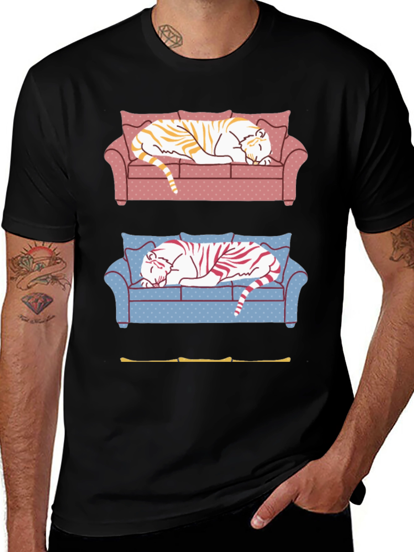 Tiger on Couch Graphic T-Shirt