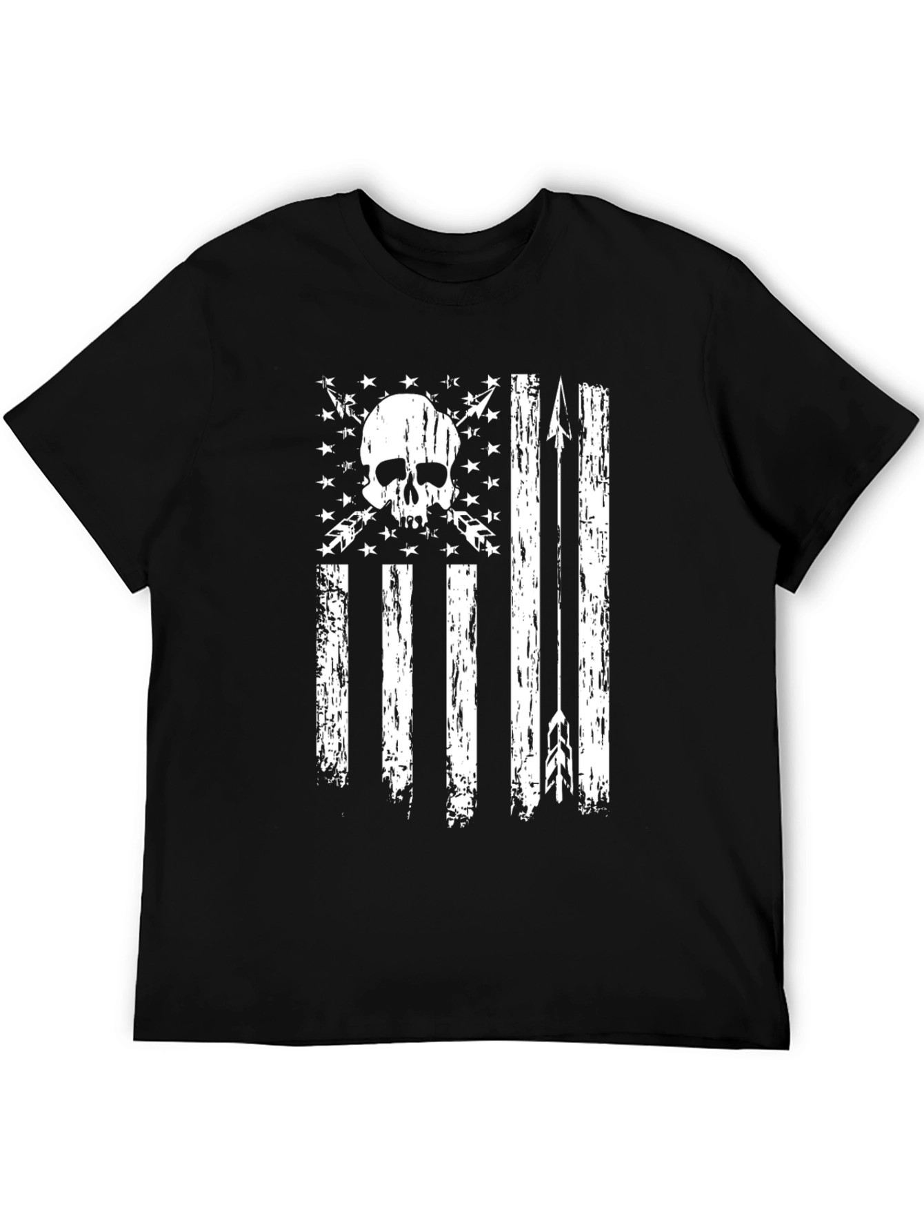 Skull & Arrows Distressed American Flag Graphic T-Shirt