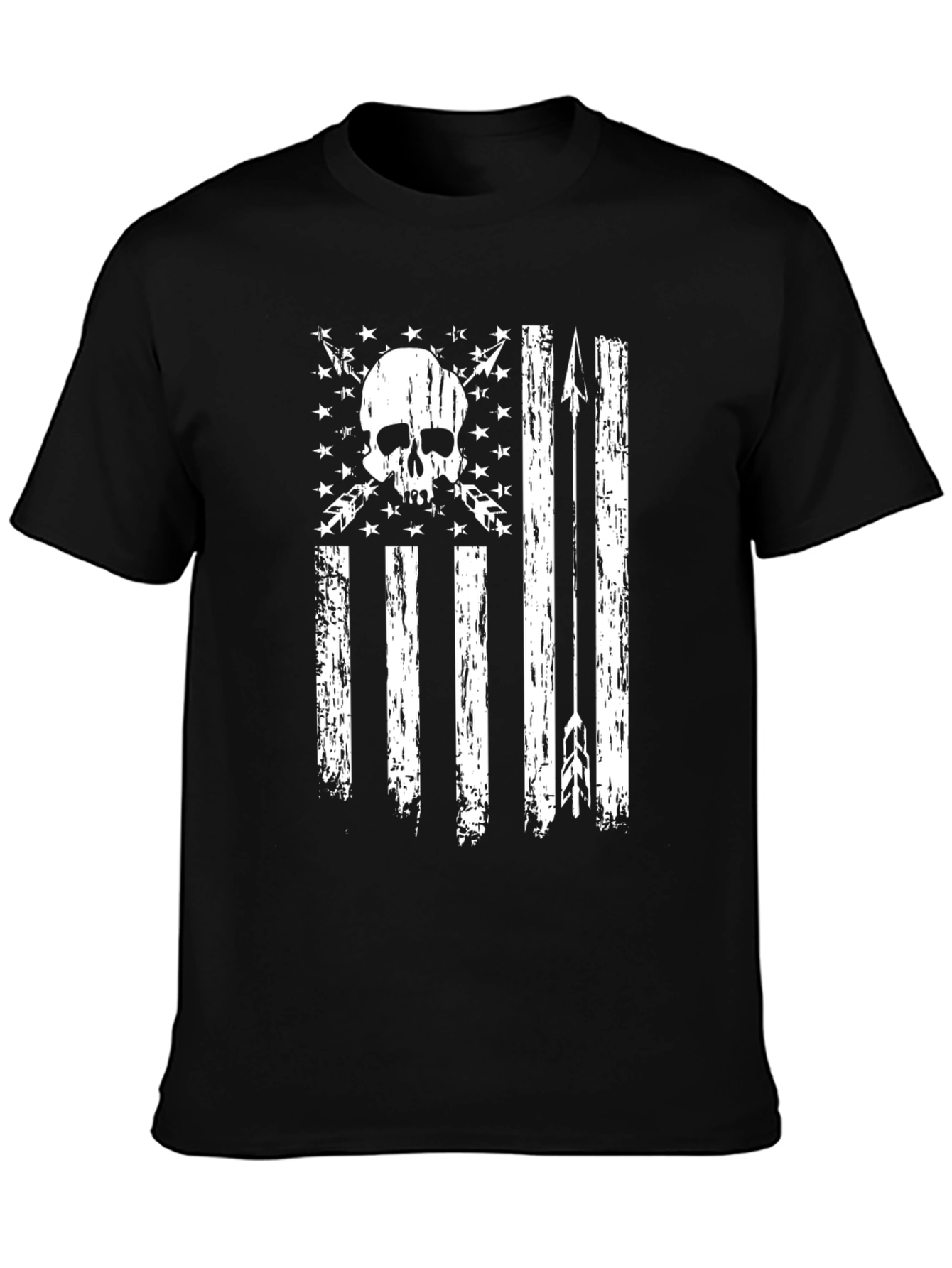 Skull & Arrows Distressed American Flag Graphic T-Shirt