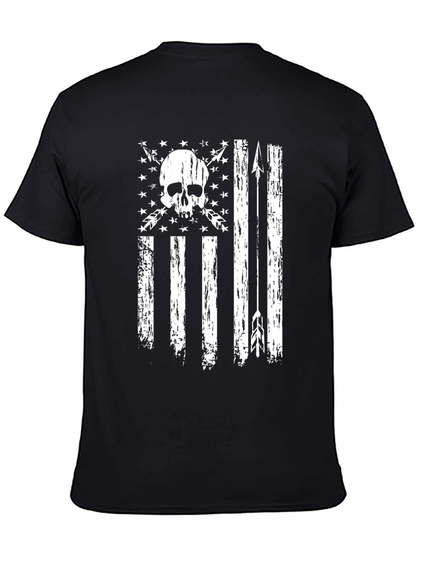 Skull & Arrows Distressed American Flag Graphic T-Shirt