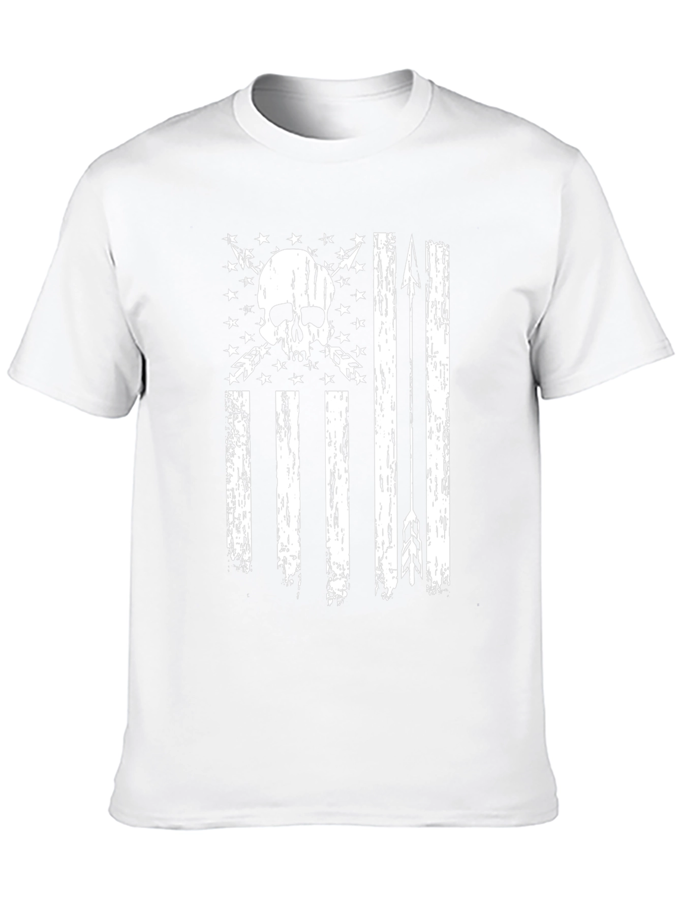 Skull & Arrows Distressed American Flag Graphic T-Shirt