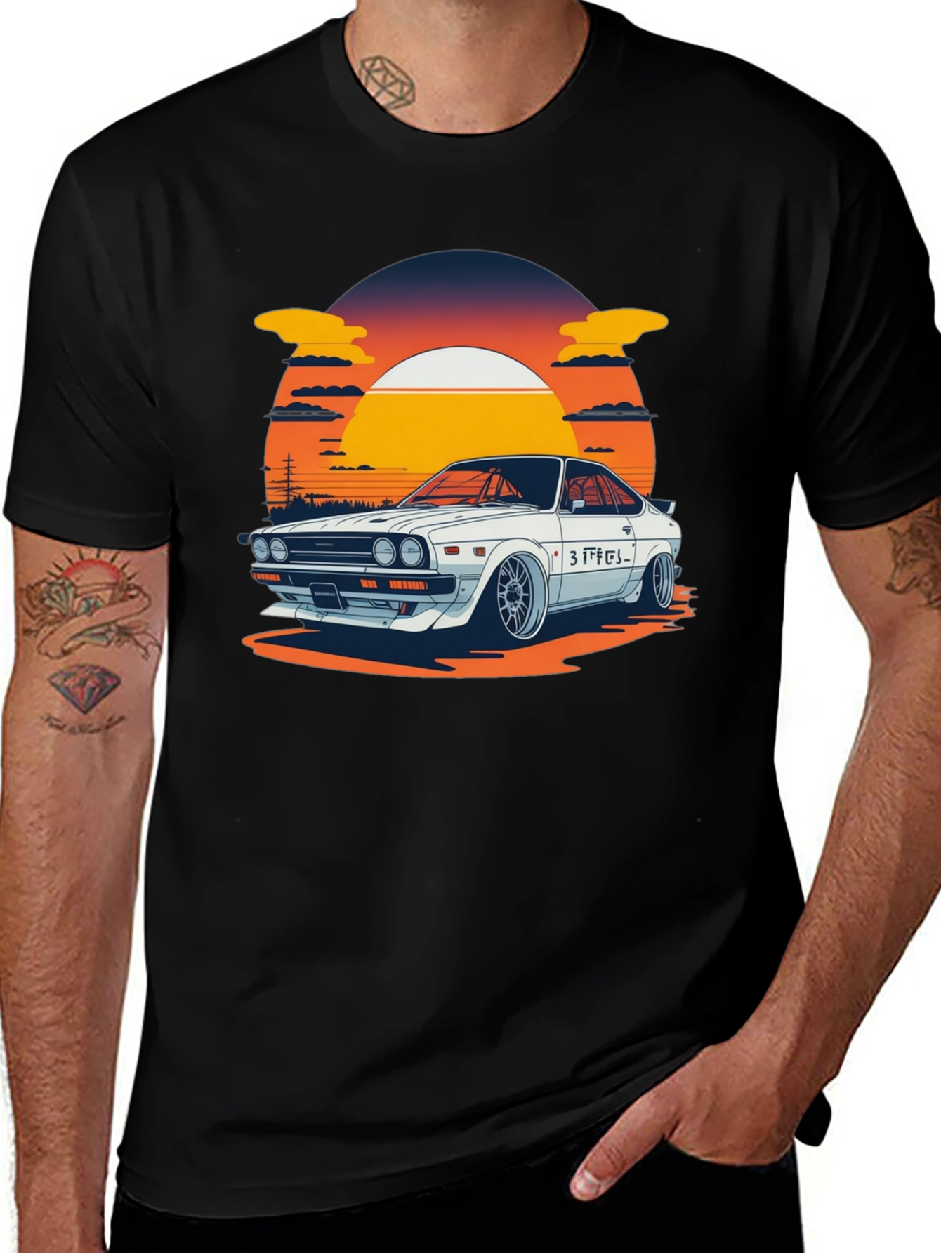 Retro Car Graphic Tee - Sunset Style