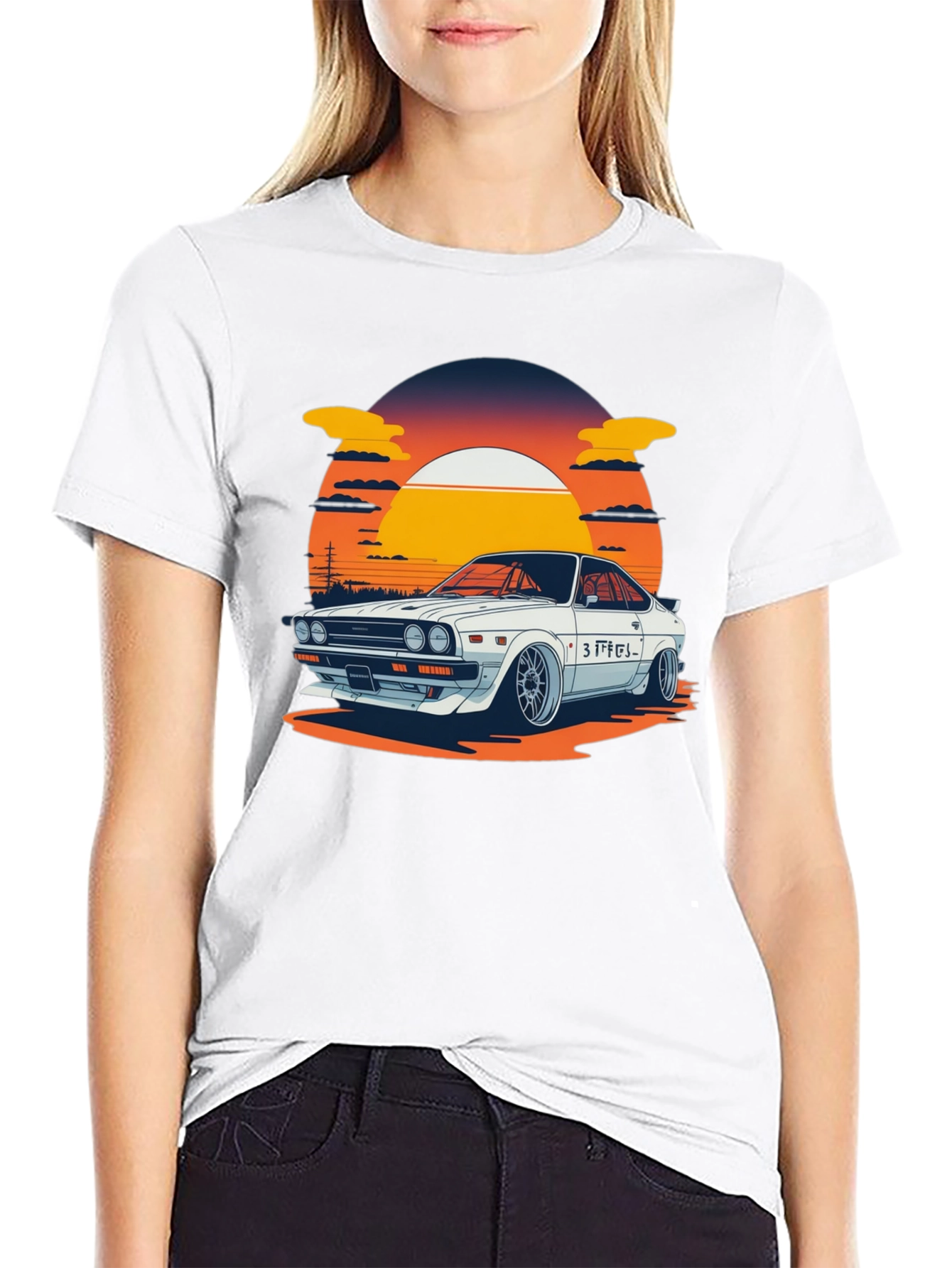 Retro Car Graphic Tee - Sunset Style