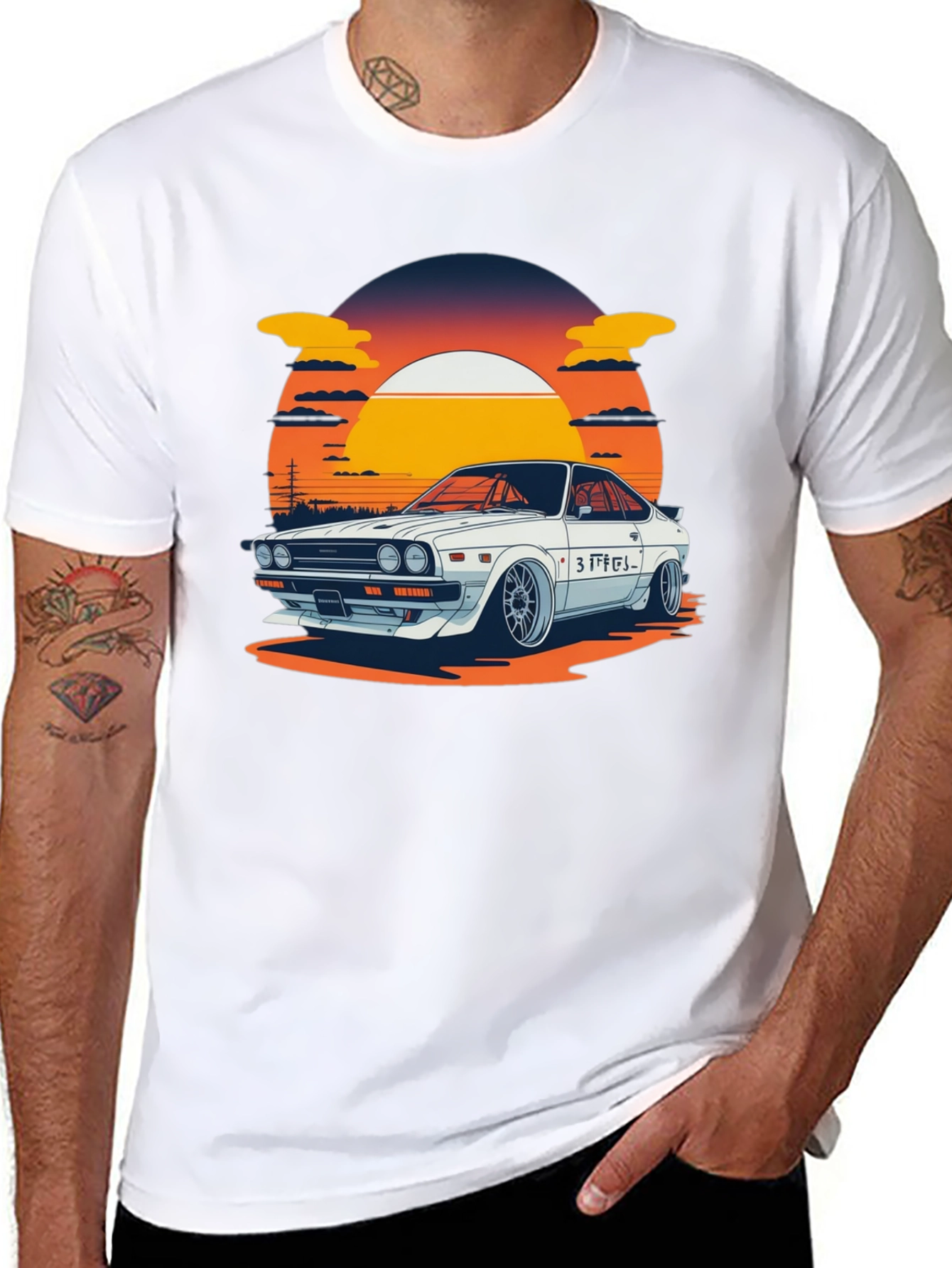 Retro Car Graphic Tee - Sunset Style