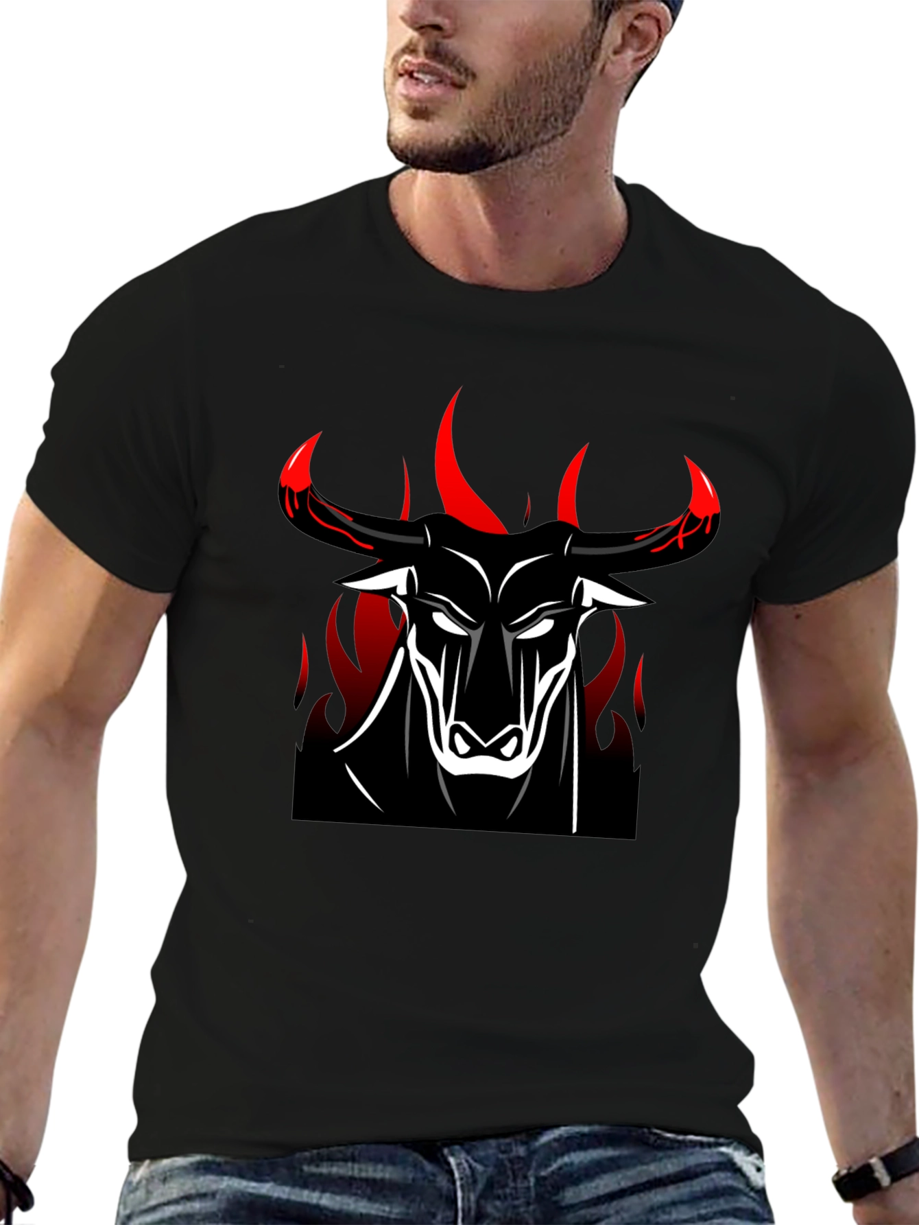 Bold Bull Graphic Tee - Black