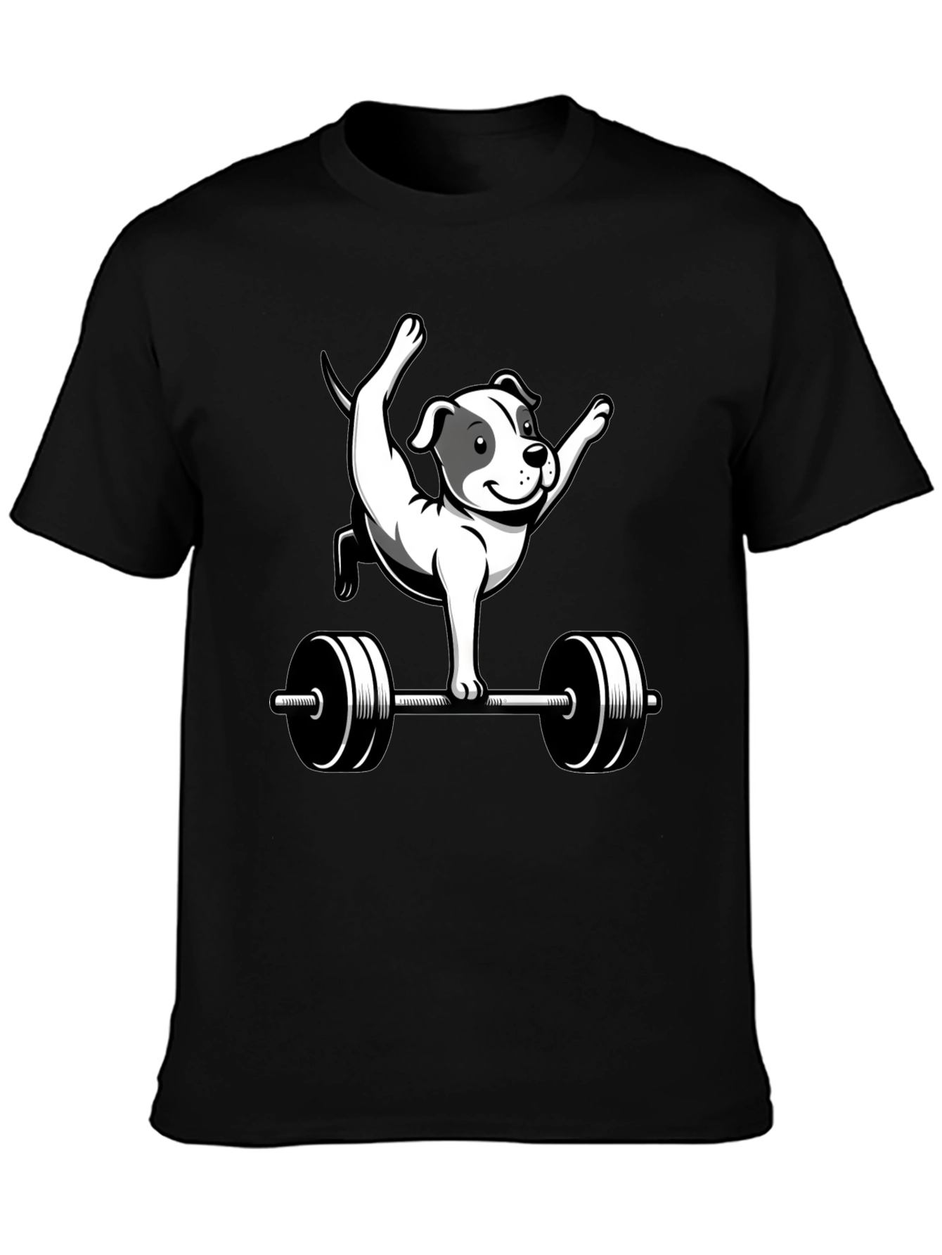 Funny Dog Gym T-Shirt - Weightlifting Pitbull Tee