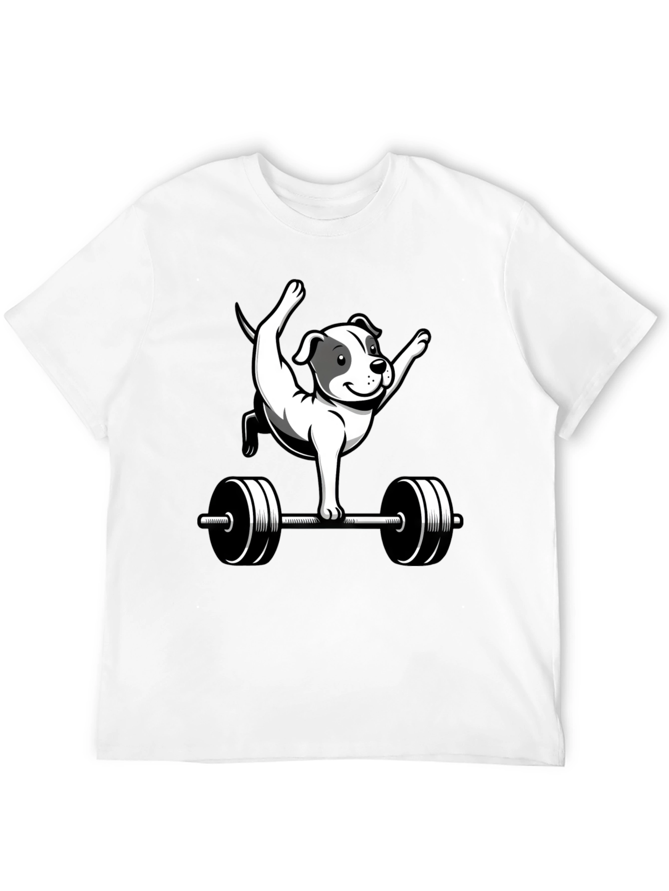 Funny Dog Gym T-Shirt - Weightlifting Pitbull Tee