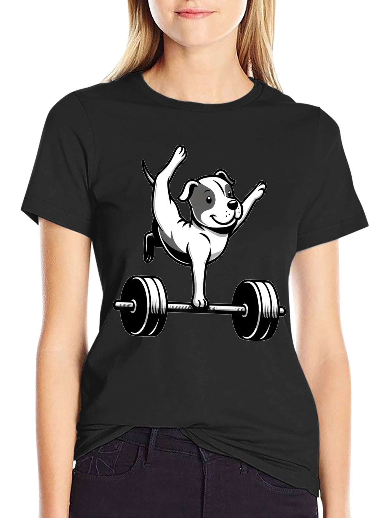 Funny Dog Gym T-Shirt - Weightlifting Pitbull Tee