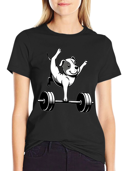 Funny Dog Gym T-Shirt - Weightlifting Pitbull Tee