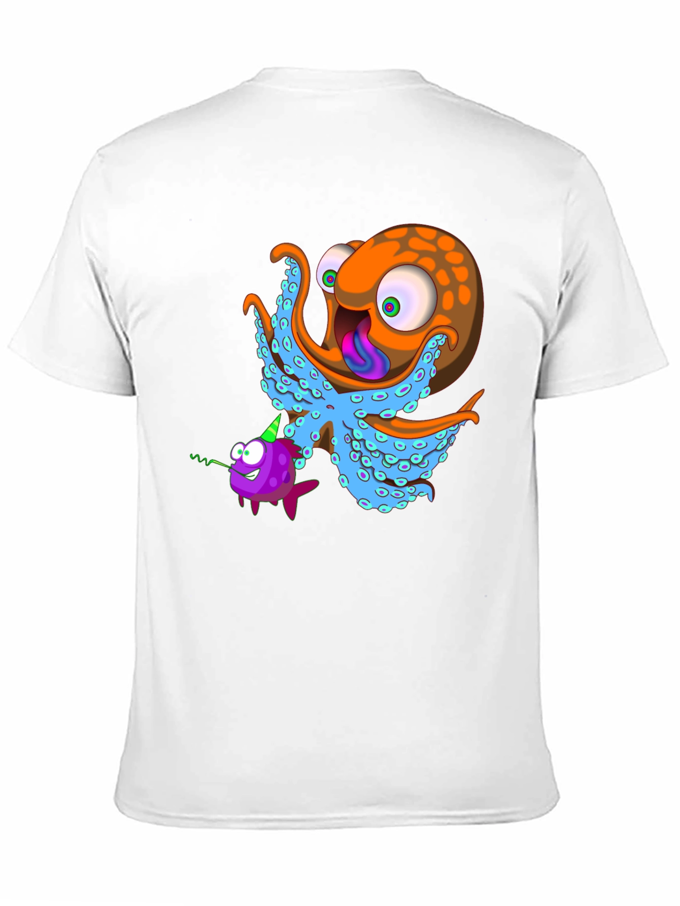 Octopus & Fish Graphic Tee - Unique Cartoon Design