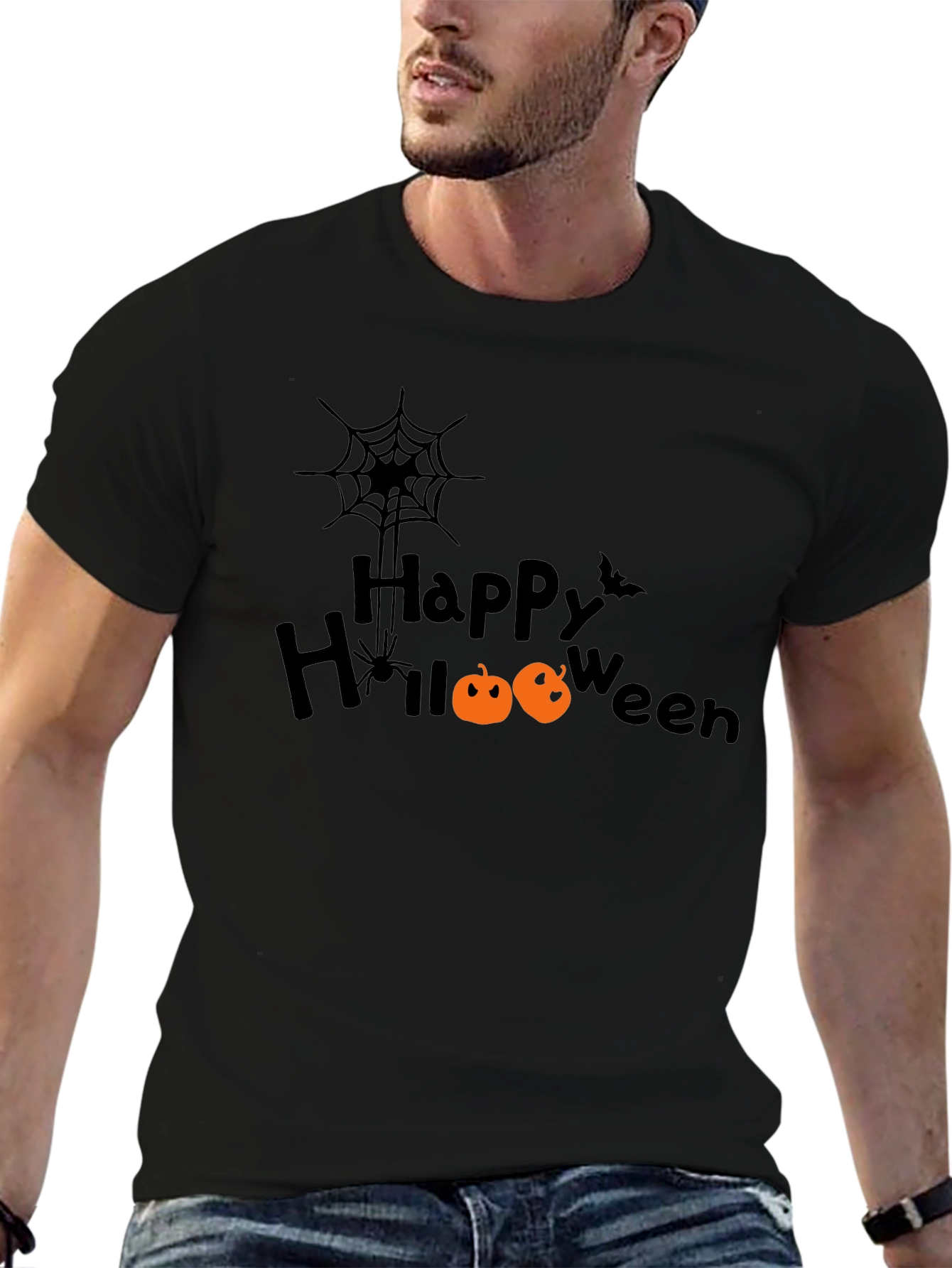Happy Halloween Black Graphic T-Shirt