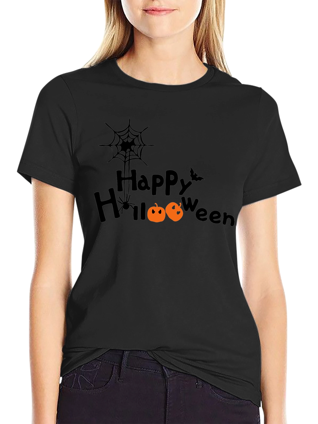 Happy Halloween Black Graphic T-Shirt