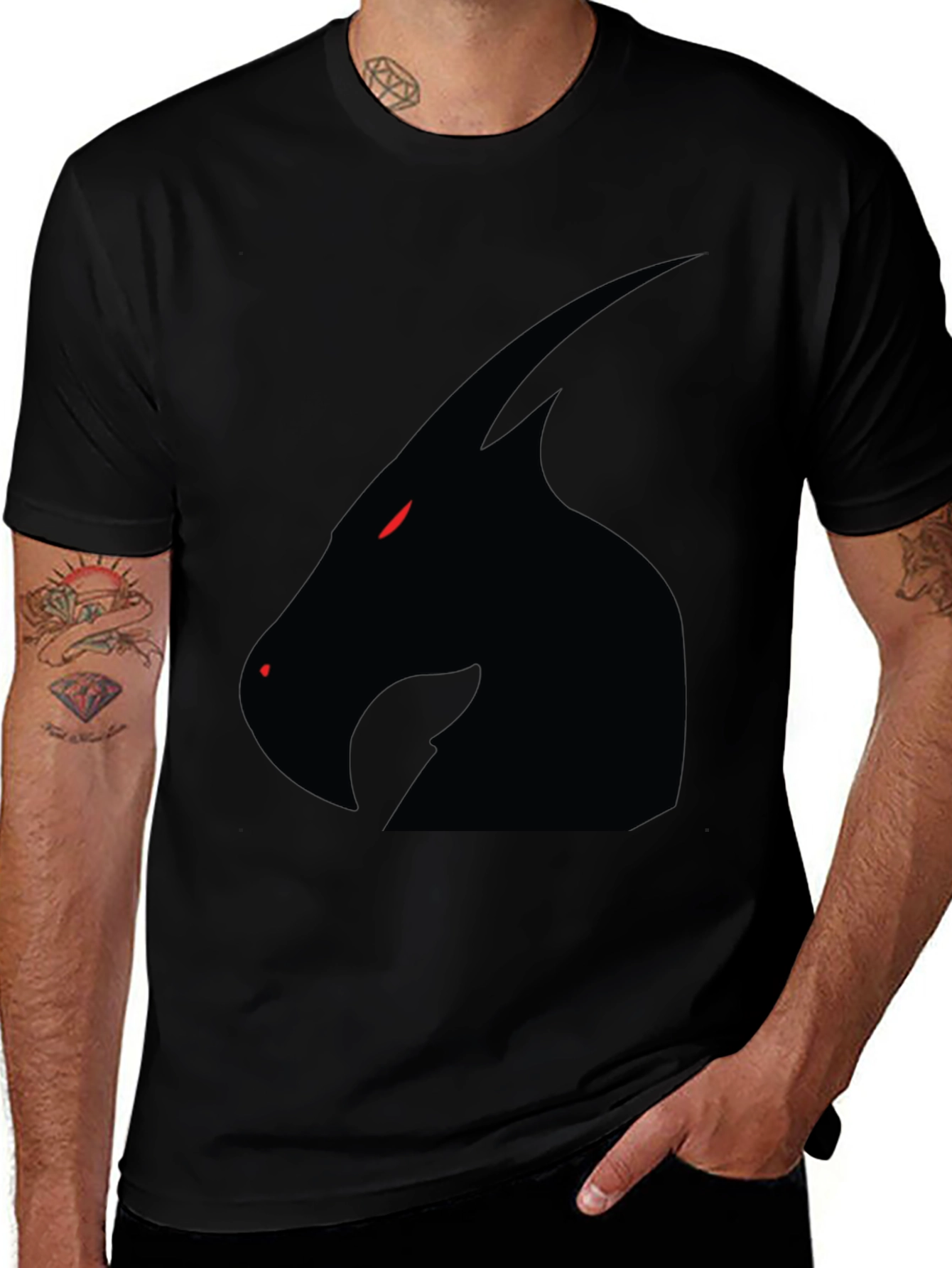 Mens Black T-Shirt - Dragon Silhouette Graphic Tee