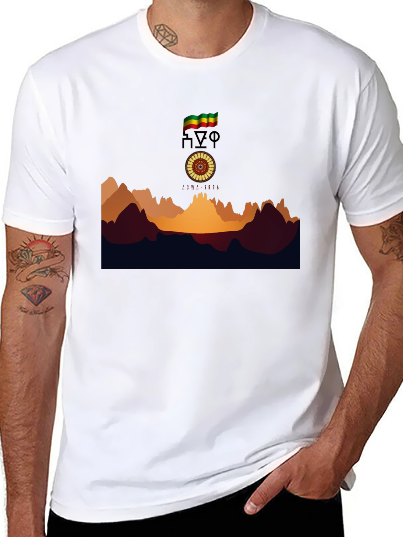 Ethiopian Flag Graphic T-Shirt - Black