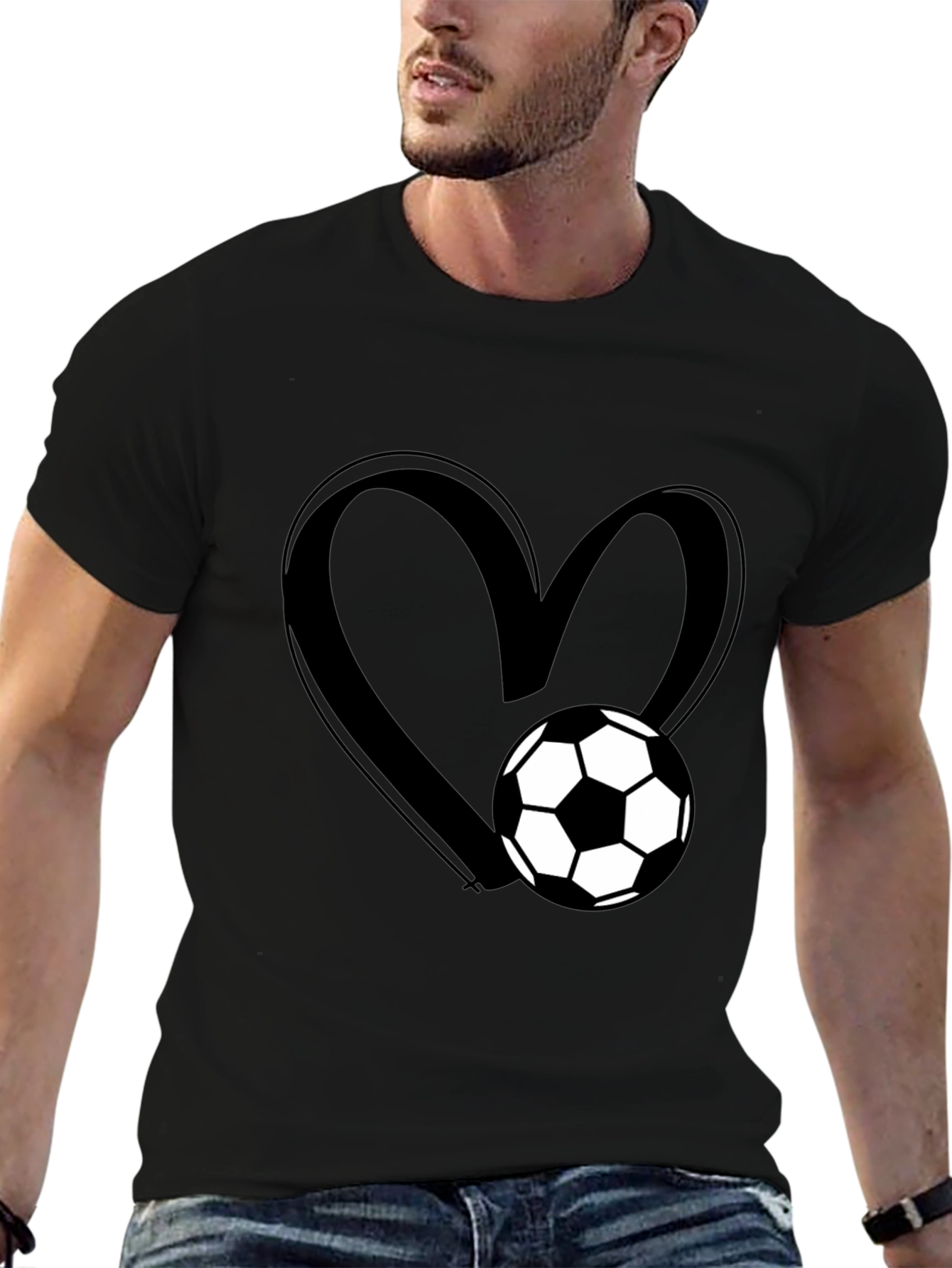 Soccer Heart Black T-Shirt