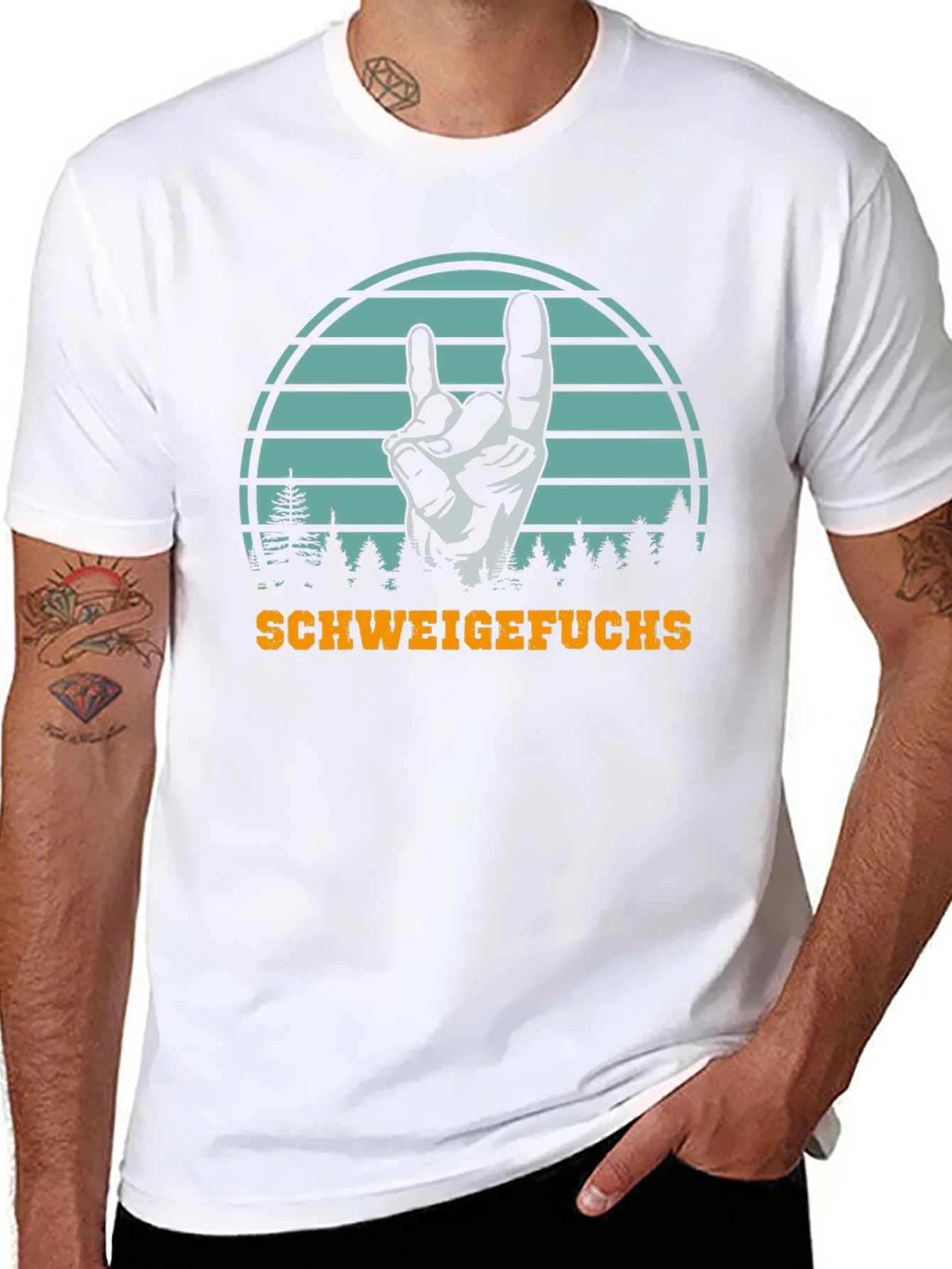 SchweigeFuchs Hand Sign Graphic T-Shirt