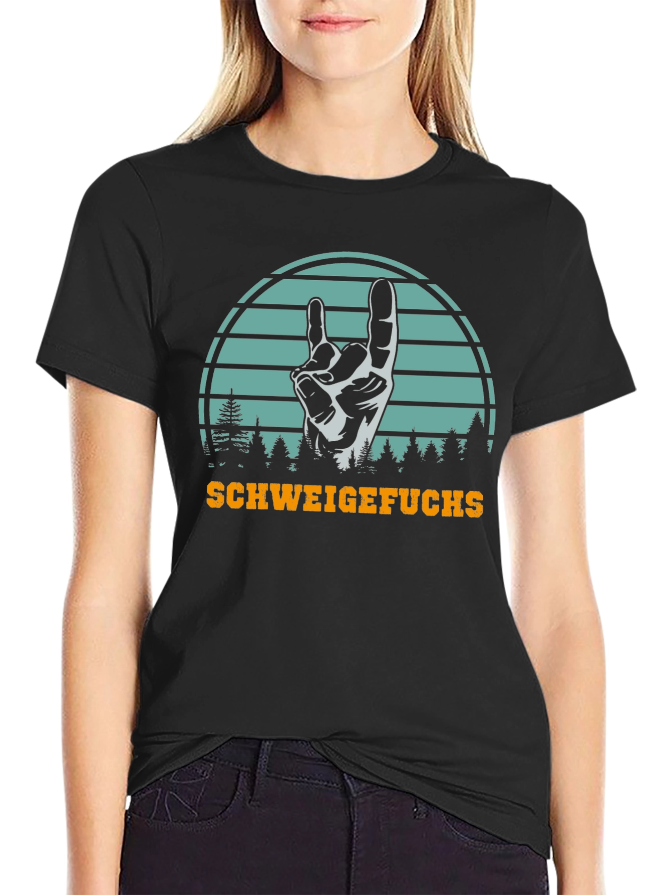 SchweigeFuchs Hand Sign Graphic T-Shirt