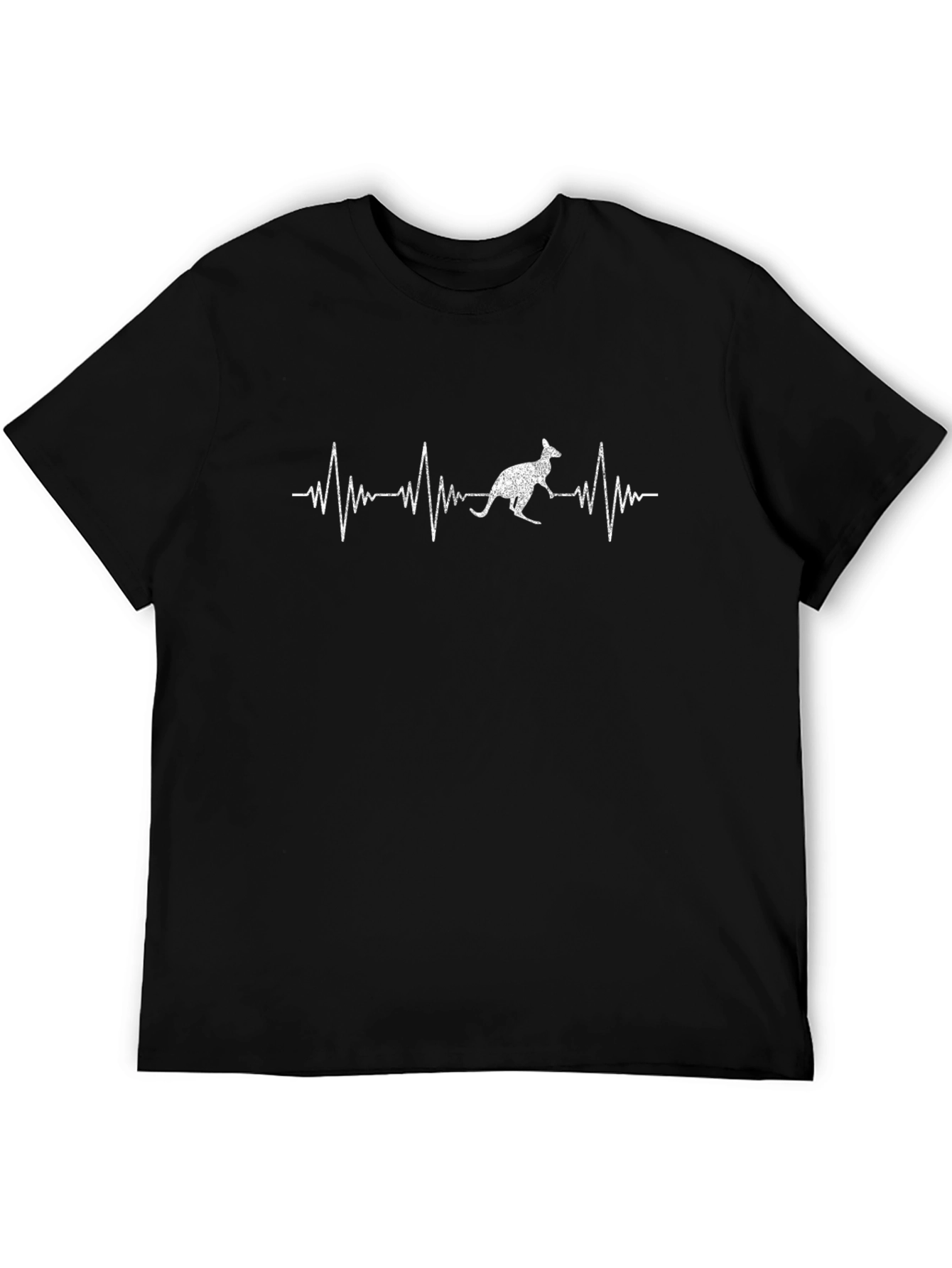 Kangaroo Heartbeat Graphic Tee - Black Cotton T-Shirt