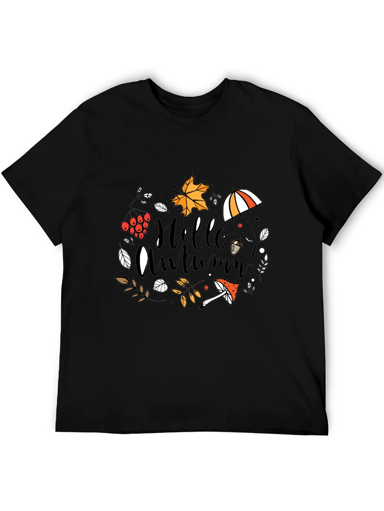 Hello Autumn Black T-Shirt