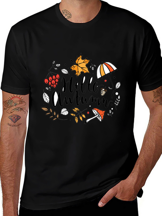 Hello Autumn Black T-Shirt