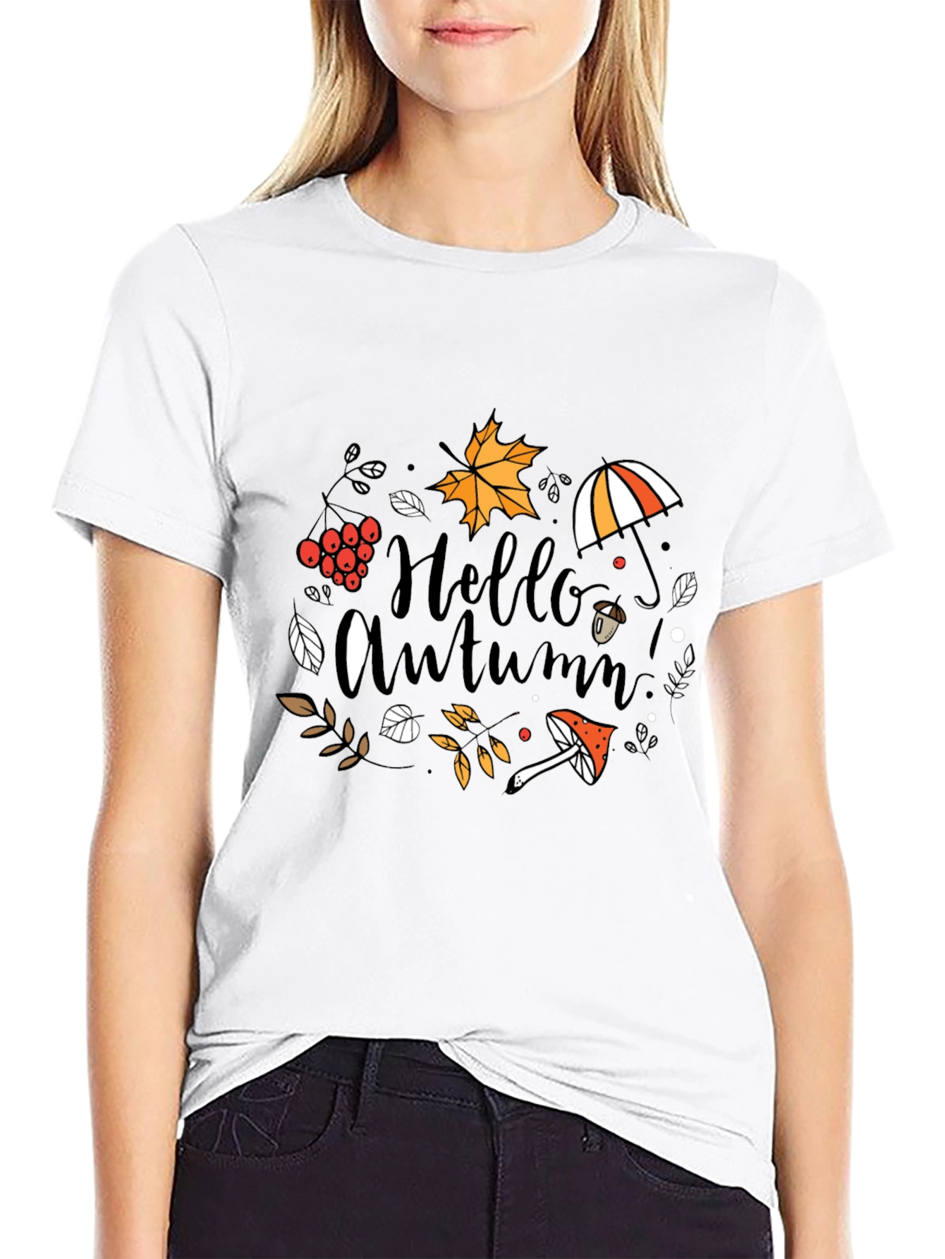 Hello Autumn Black T-Shirt