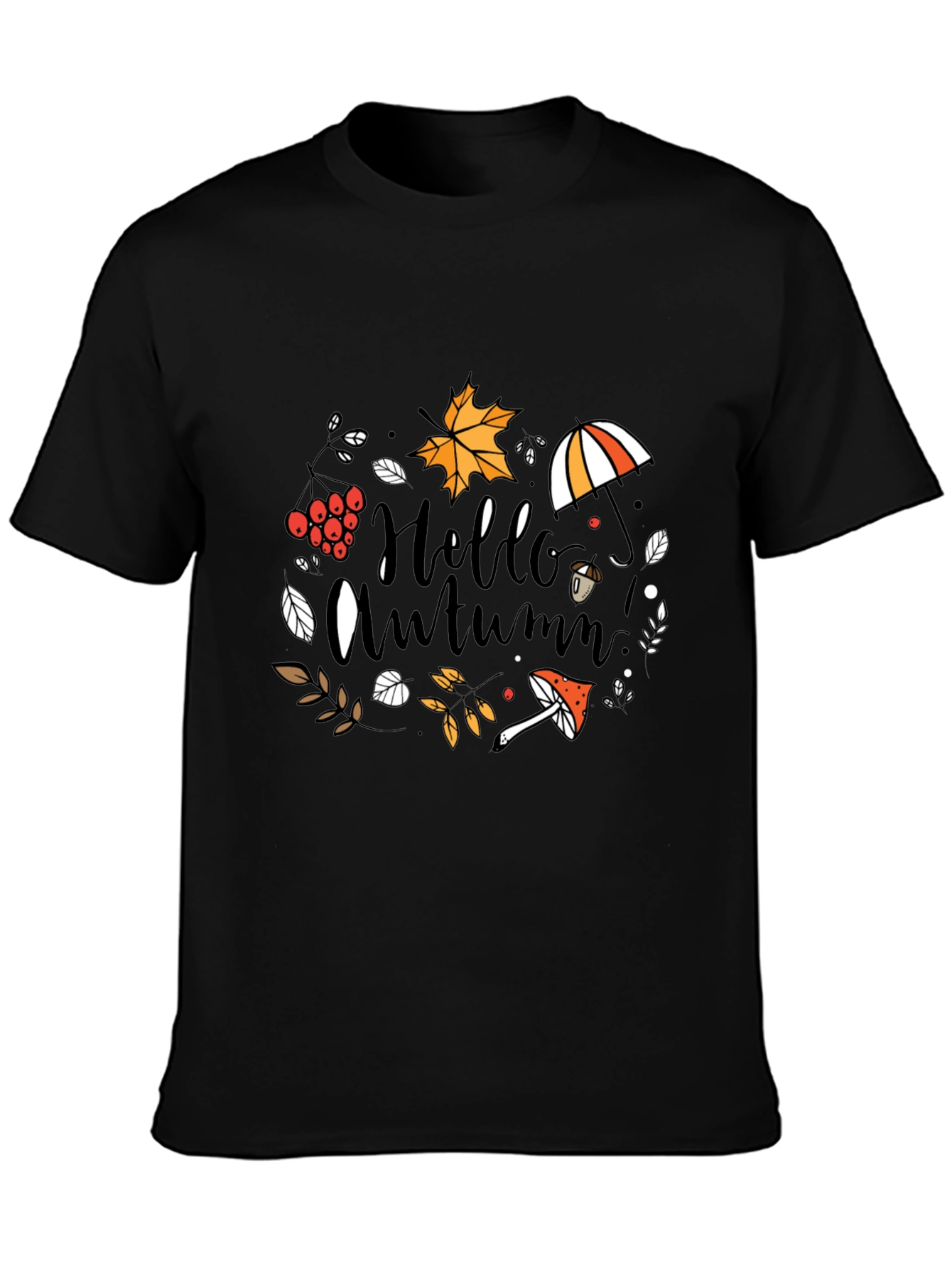 Hello Autumn Black T-Shirt