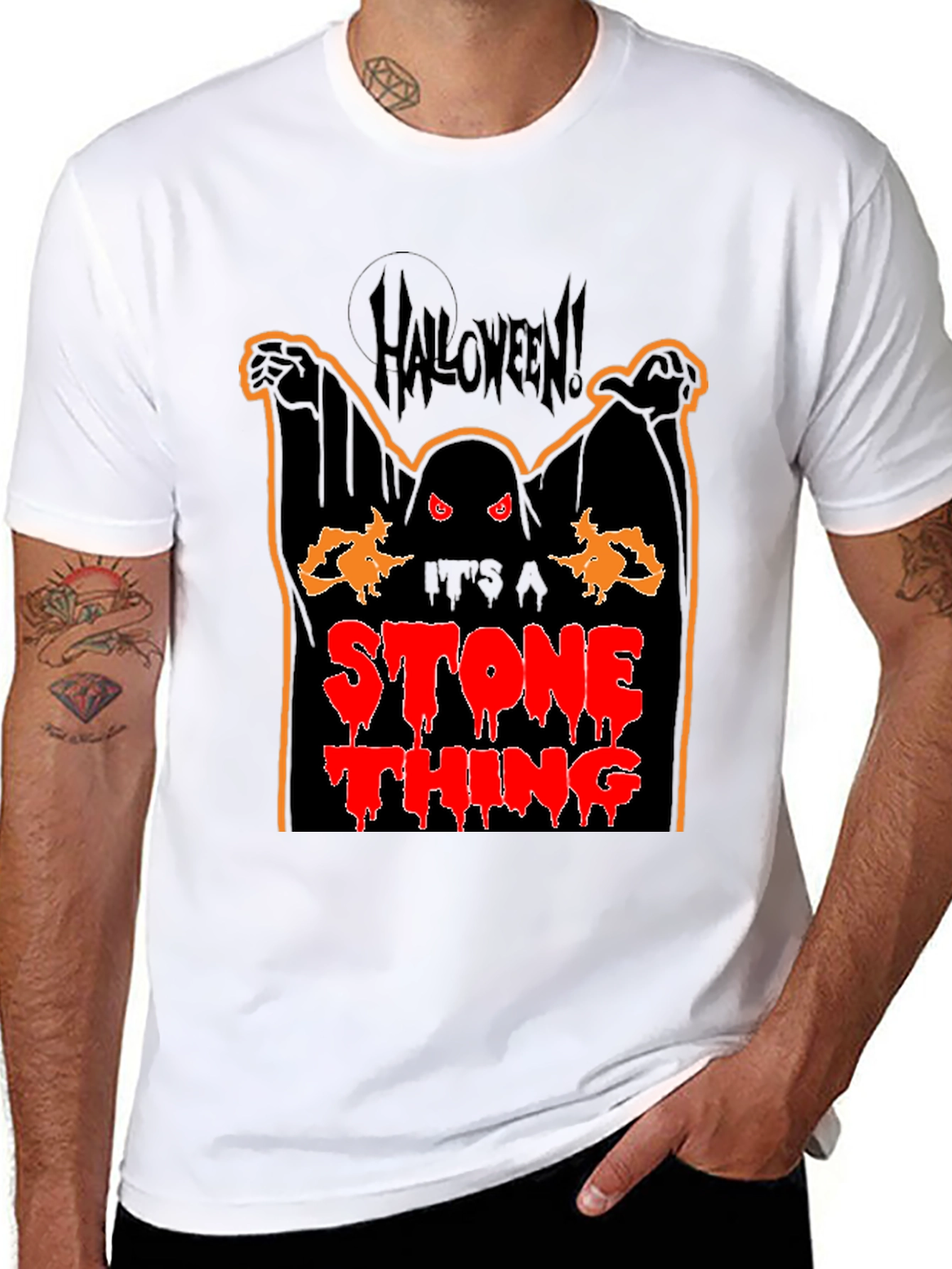 Halloween Ghost Stone Thing Graphic Tee