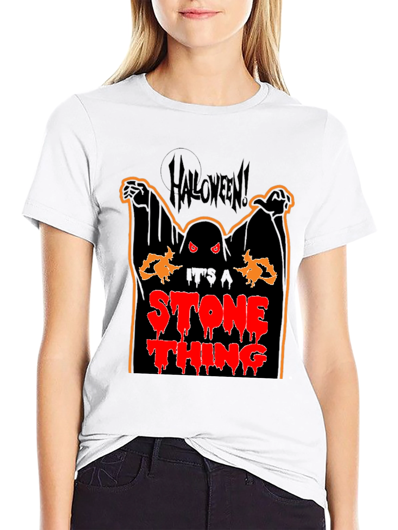 Halloween Ghost Stone Thing Graphic Tee