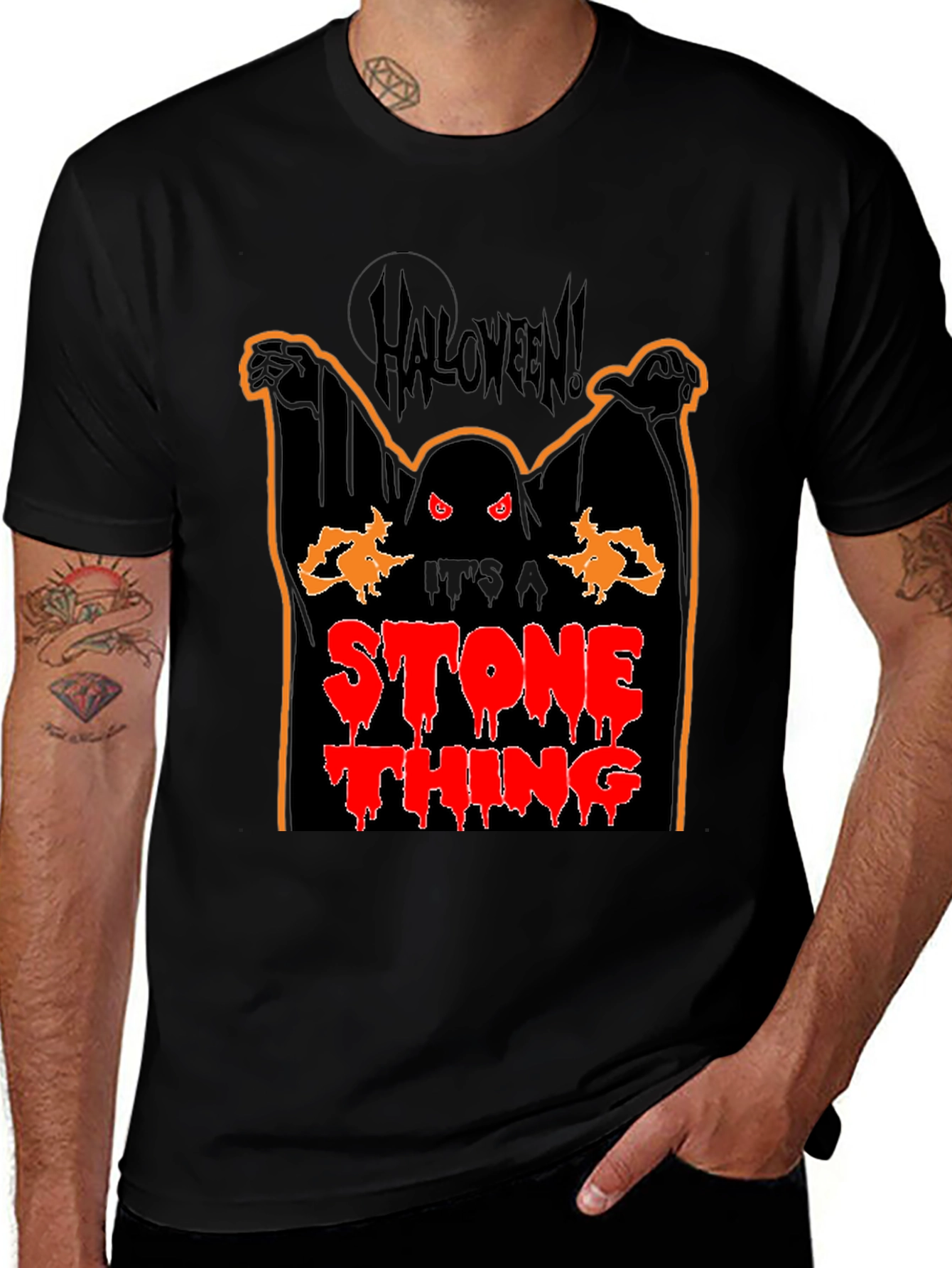 Halloween Ghost Stone Thing Graphic Tee