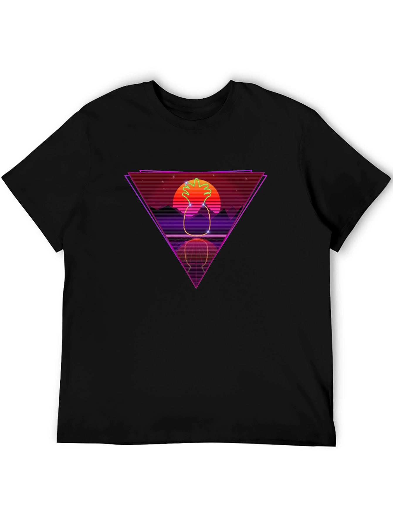 Retro Pineapple Graphic Tee - Synthwave Style