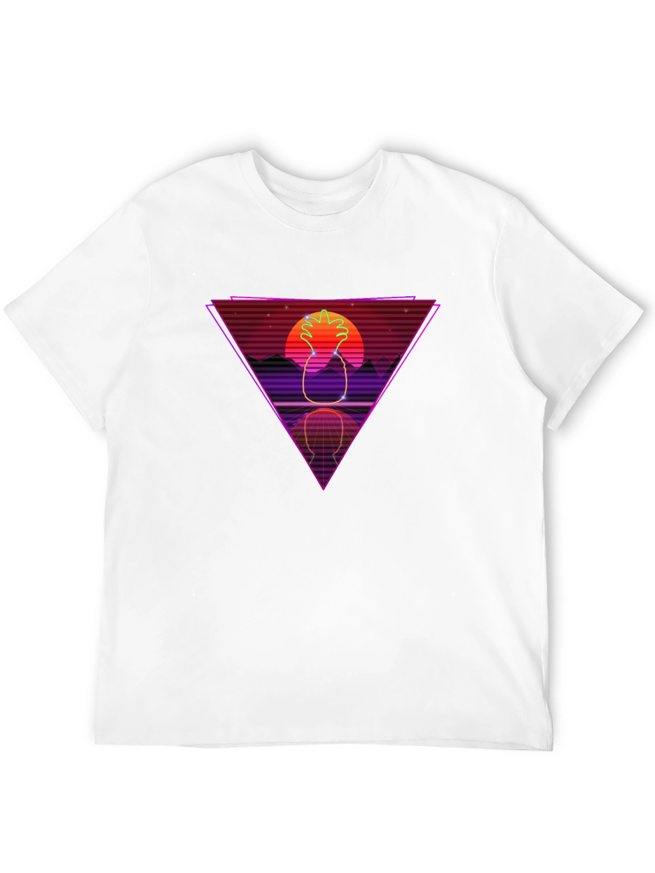 Retro Pineapple Graphic Tee - Synthwave Style