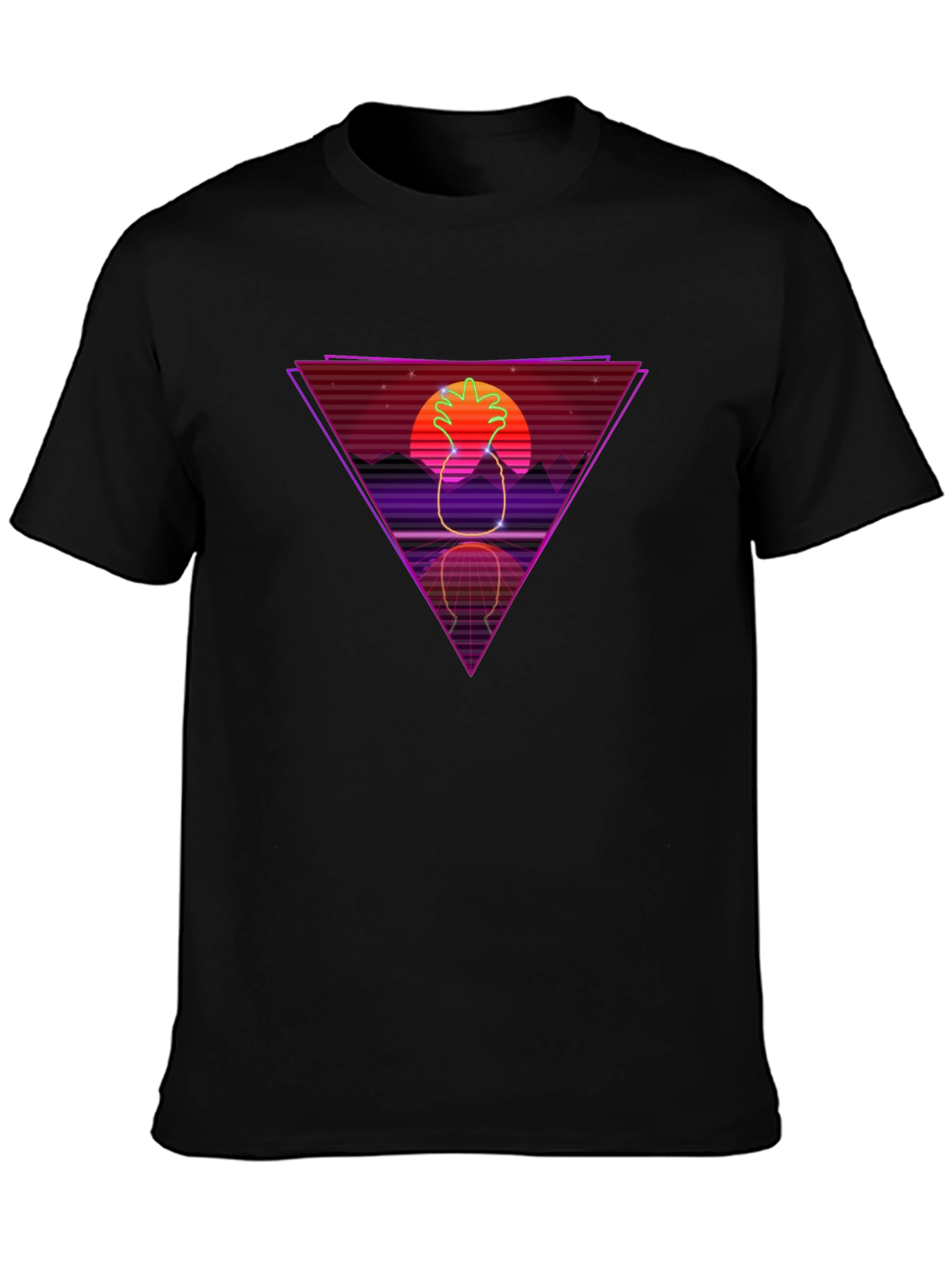 Retro Pineapple Graphic Tee - Synthwave Style