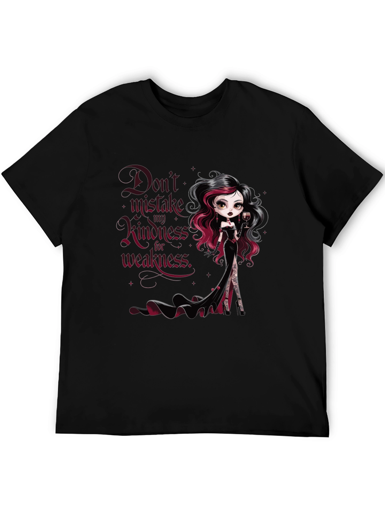 Gothic Doll Graphic Tee: Kindess is NOT Weakness