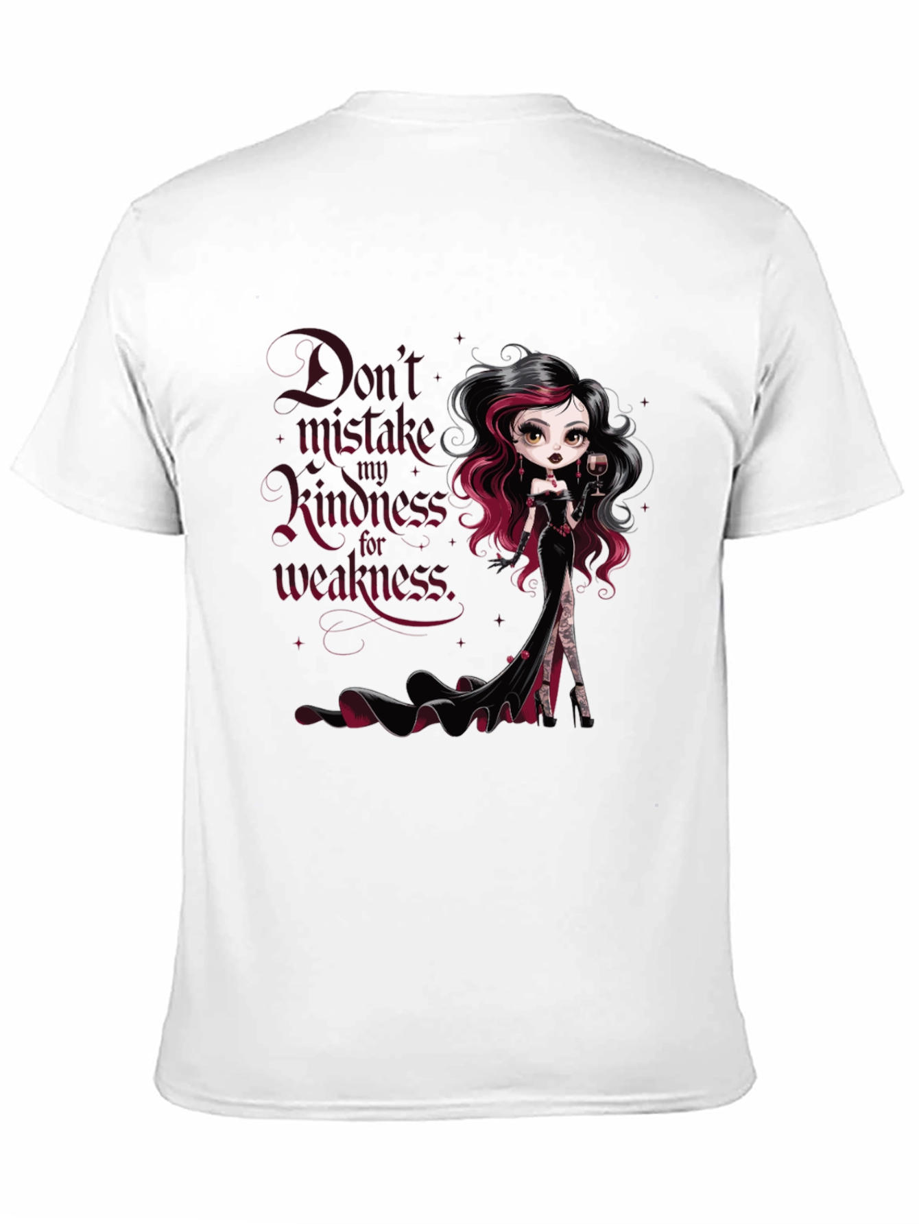 Gothic Doll Graphic Tee: Kindess is NOT Weakness