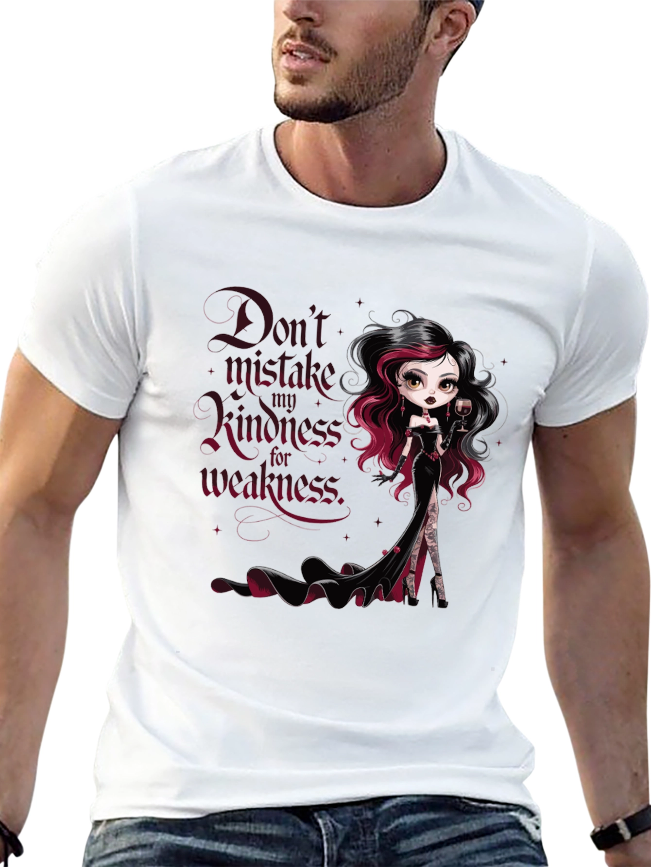 Gothic Doll Graphic Tee: Kindess is NOT Weakness