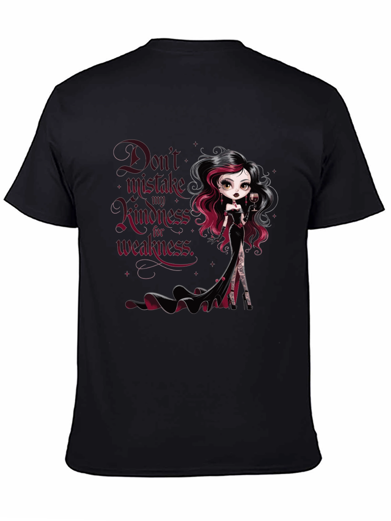 Gothic Doll Graphic Tee: Kindess is NOT Weakness