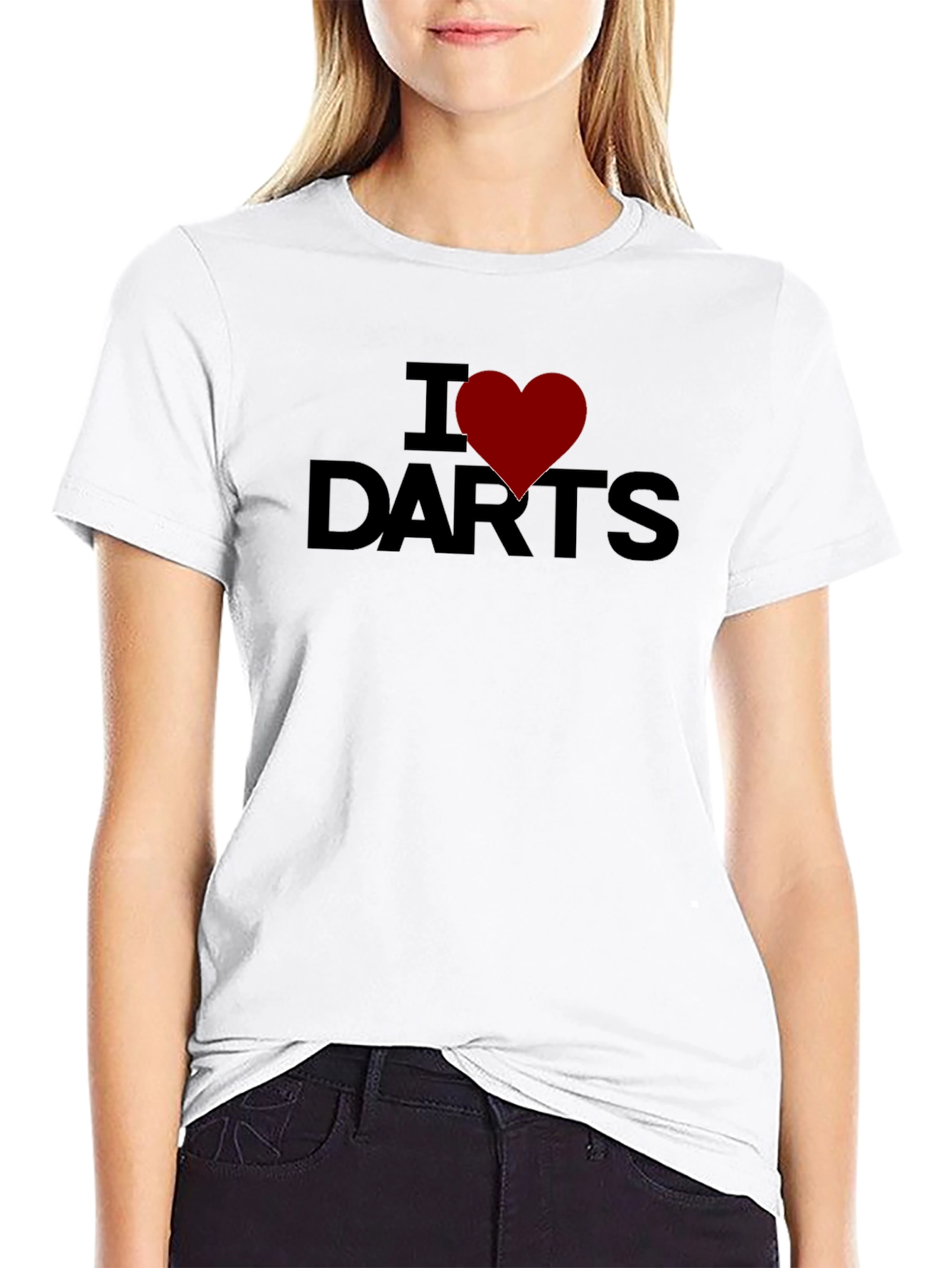 I Heart Darts Black T-Shirt Casual Cotton Tee