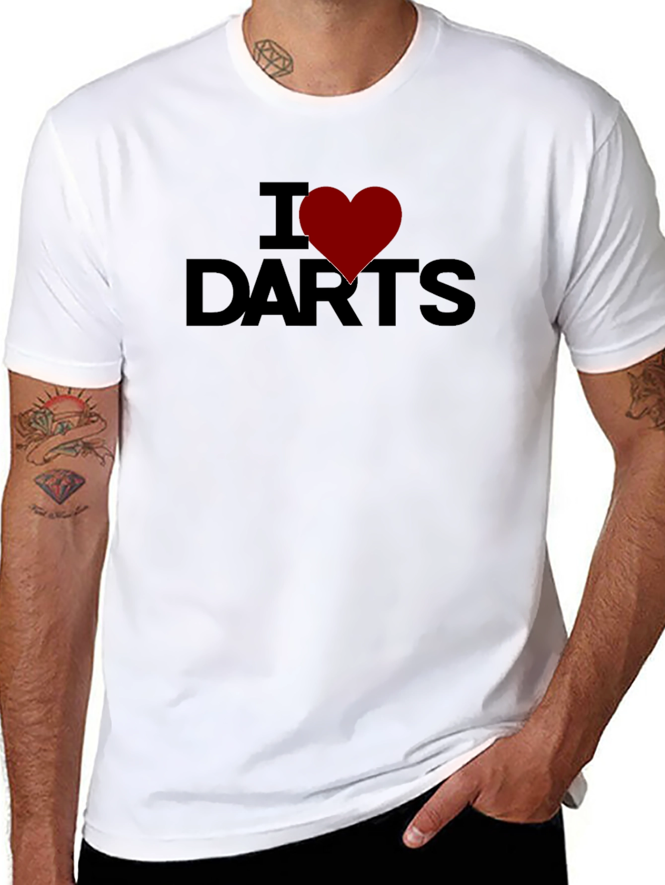 I Heart Darts Black T-Shirt Casual Cotton Tee