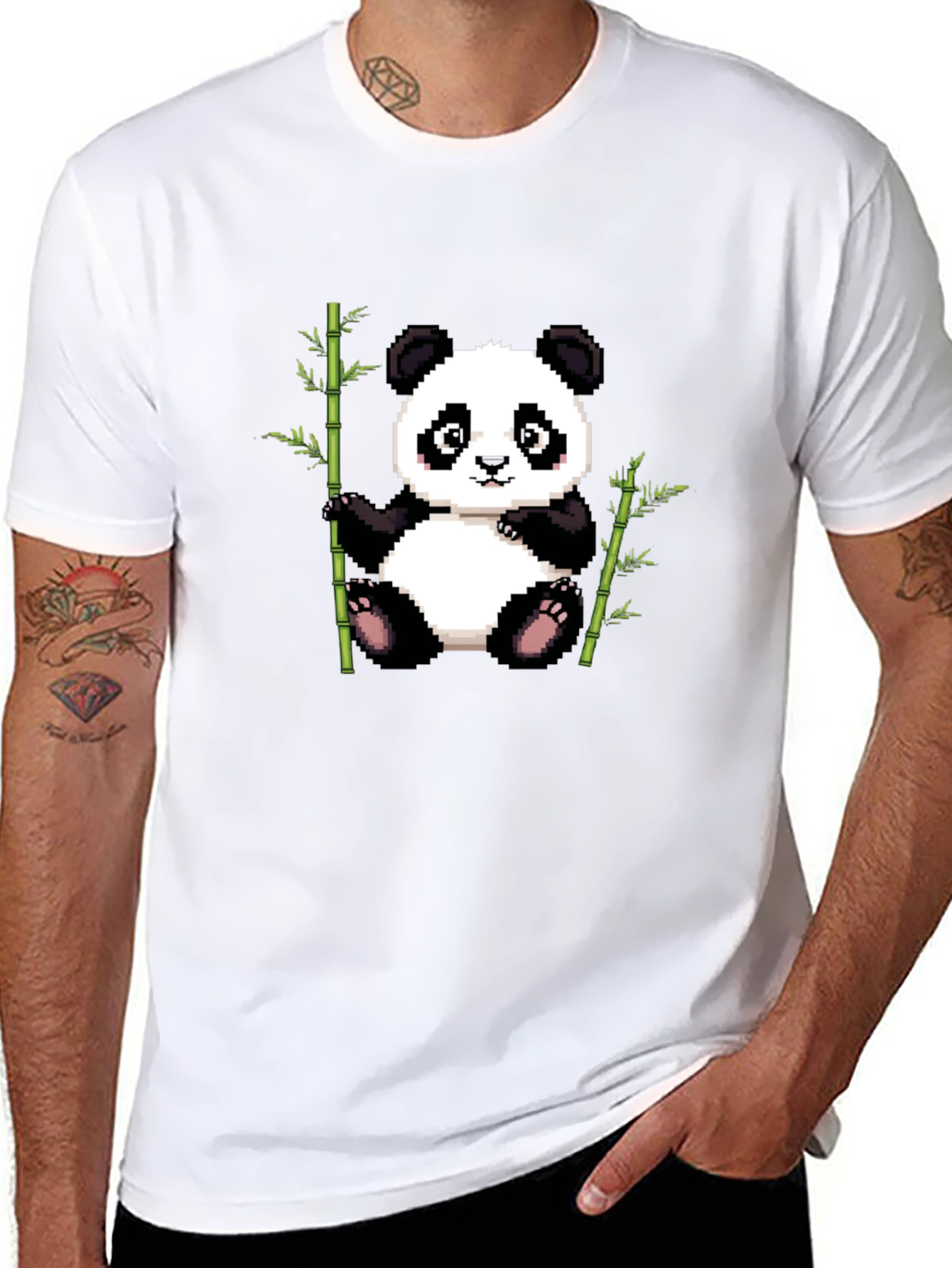 Pixel Panda T-Shirt - Cute Panda Bamboo Design