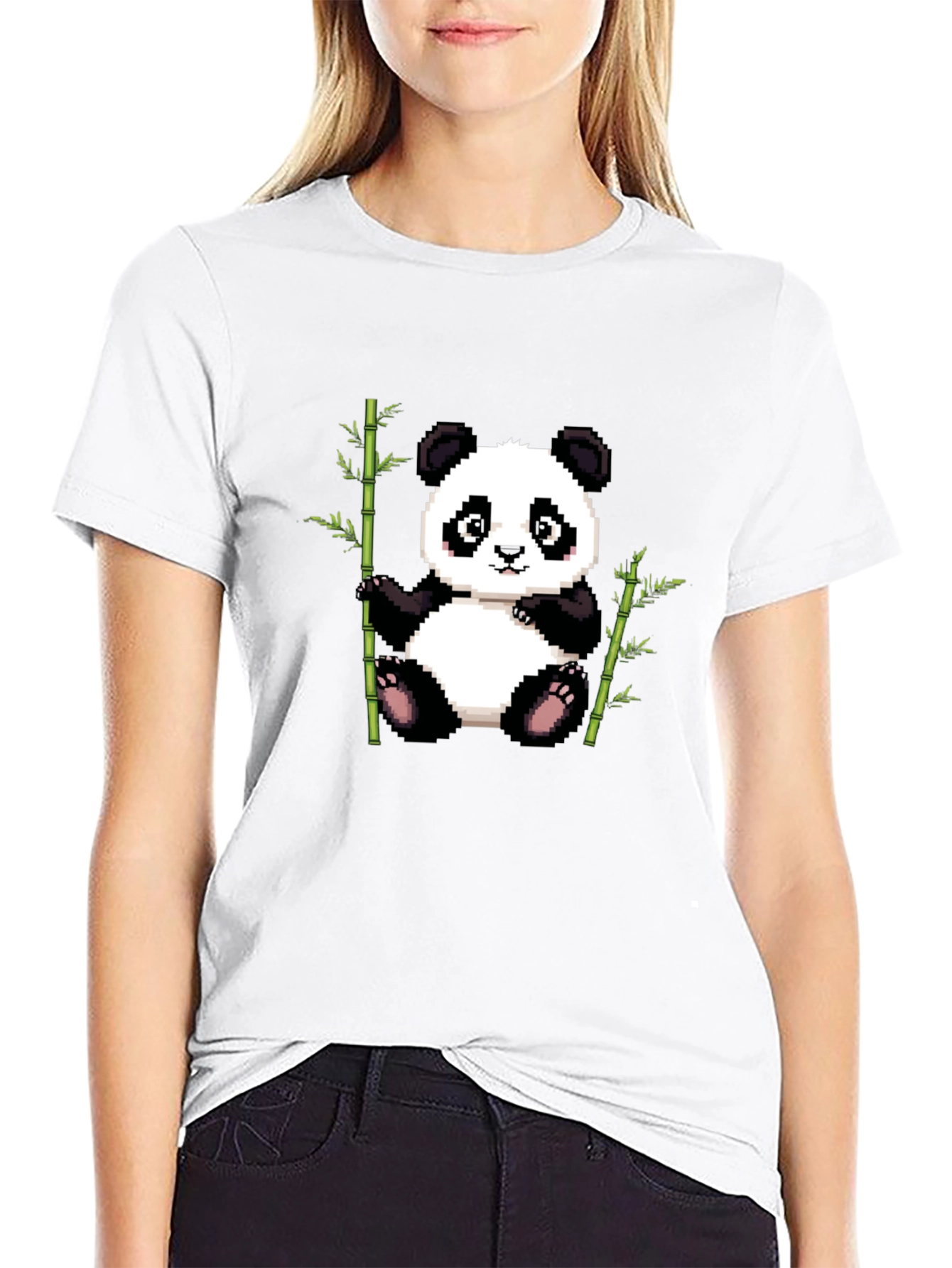 Pixel Panda T-Shirt - Cute Panda Bamboo Design